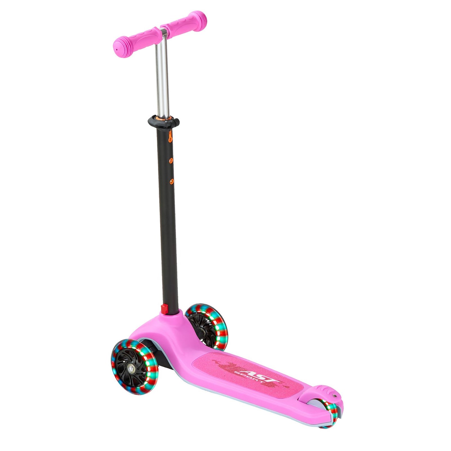 Kick Scooter for Kids Ages 3+, 3-Wheel Toddler Scooter with Light-Up Wheels, Adjustable Height Handlebar, Wide Anti-Slip Deck, Lightweight Aluminum Frame for Boys and Girls up to 74.8 kg, Pink