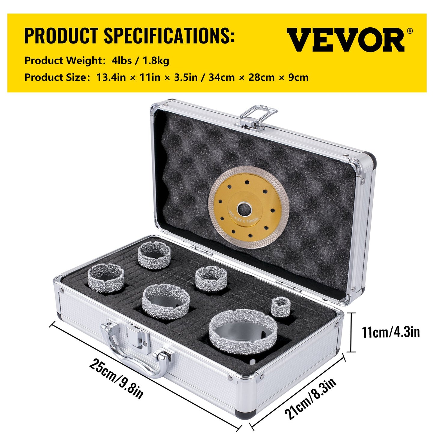 VEVOR Diamond Drill Bits 6PCS Diamond Hole Saw 20/35/40/50/55/68mm Tile Hole Saw