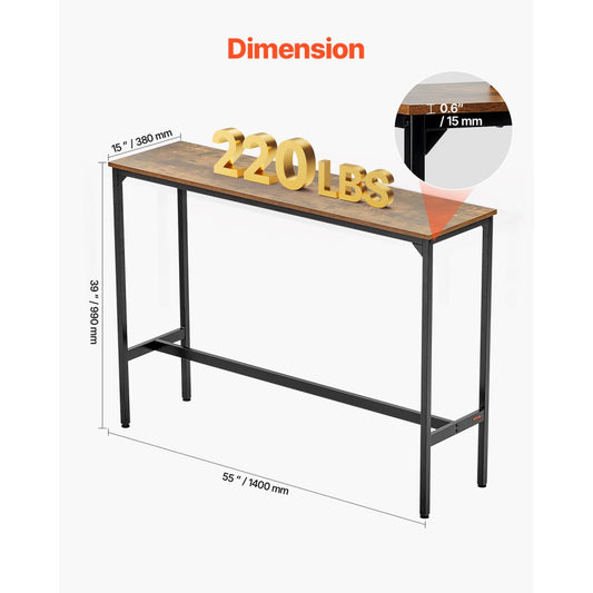 Bar Table Height Pub Table Cocktail Counter Kitchen Dining 55x15x39 in