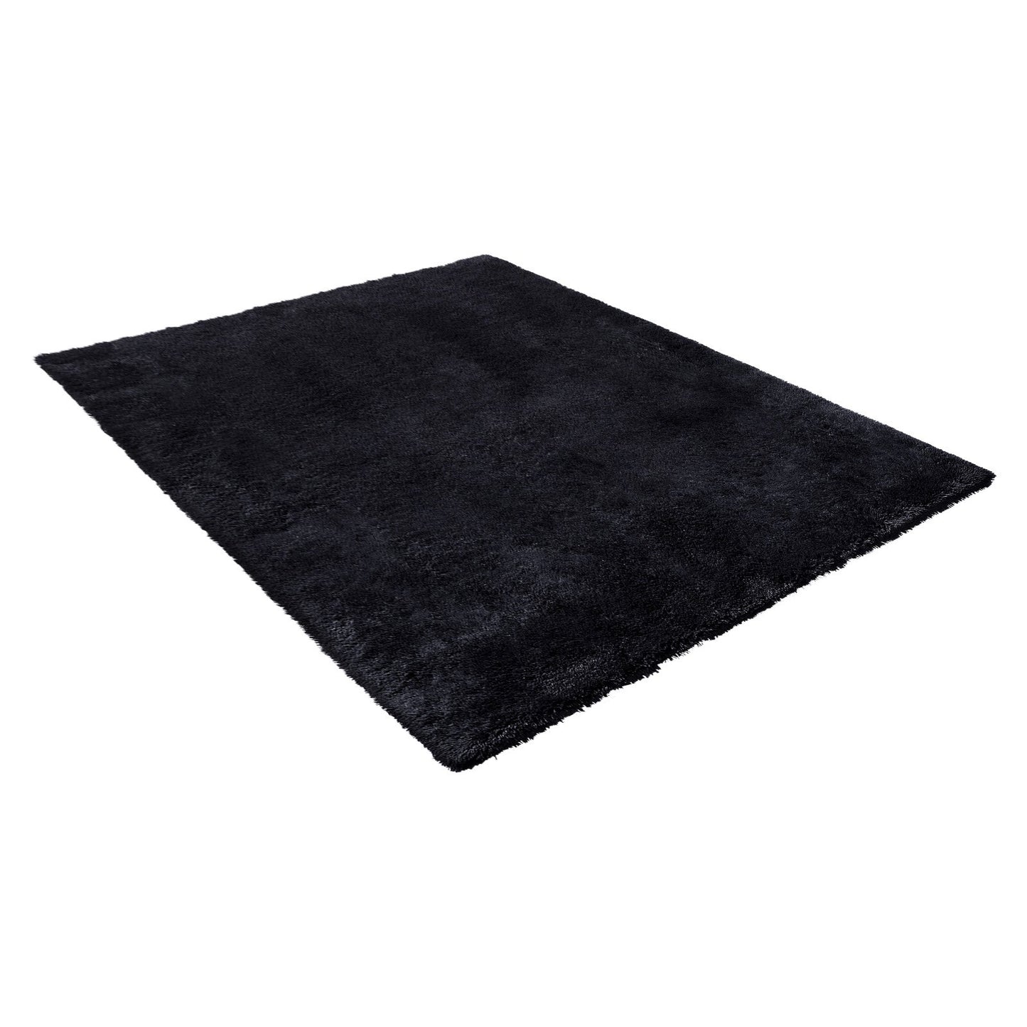 Indoor Plush Area Rugs, 2.44 x 3.05m Soft Plush Carpet, Furry Shag Area Rugs for Living Room, Bedroom, Sunroom, Modern Home Decor Aesthetic, Non-Shedding, Non-Woven, Slip-Resistant, Black