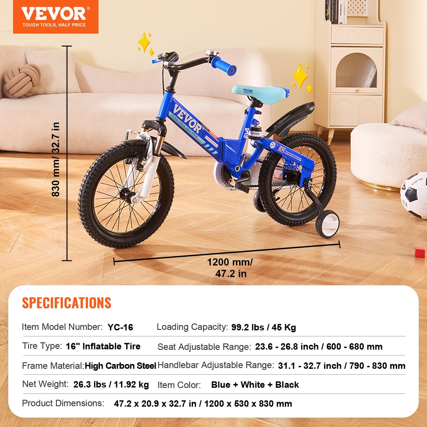 VEVOR Folding Toddler Balance Bike, High-Carbon Steel Balance Bicycle for Kids,