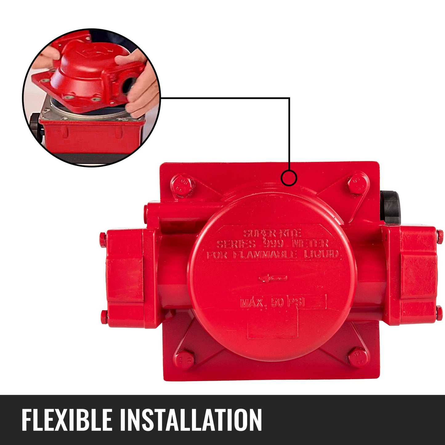 VEVOR Mechanical Fuel Meter 20 GPM Fuel Flow Meter 3-Digital Batch Display Fuel