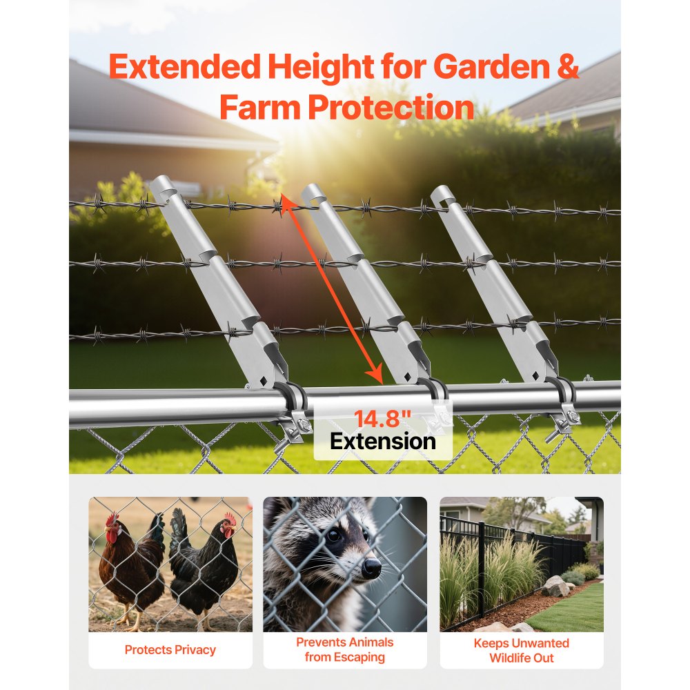 10 Packs 375 mm Barbed Wire Arm Extender for 32-38 mm Chain Link Fence