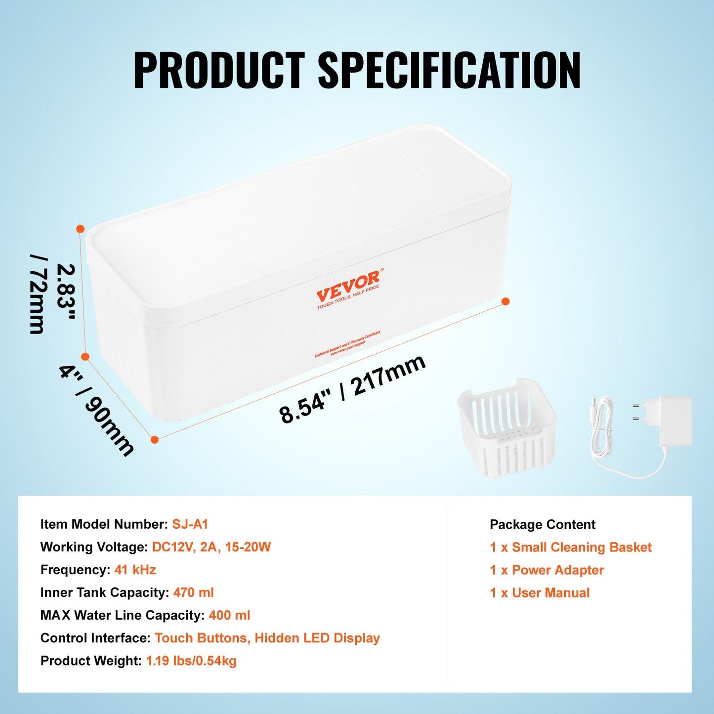 Portable Ultrasonic Jewelry Cleaner with 470ml Capacity and 4 Timer Modes