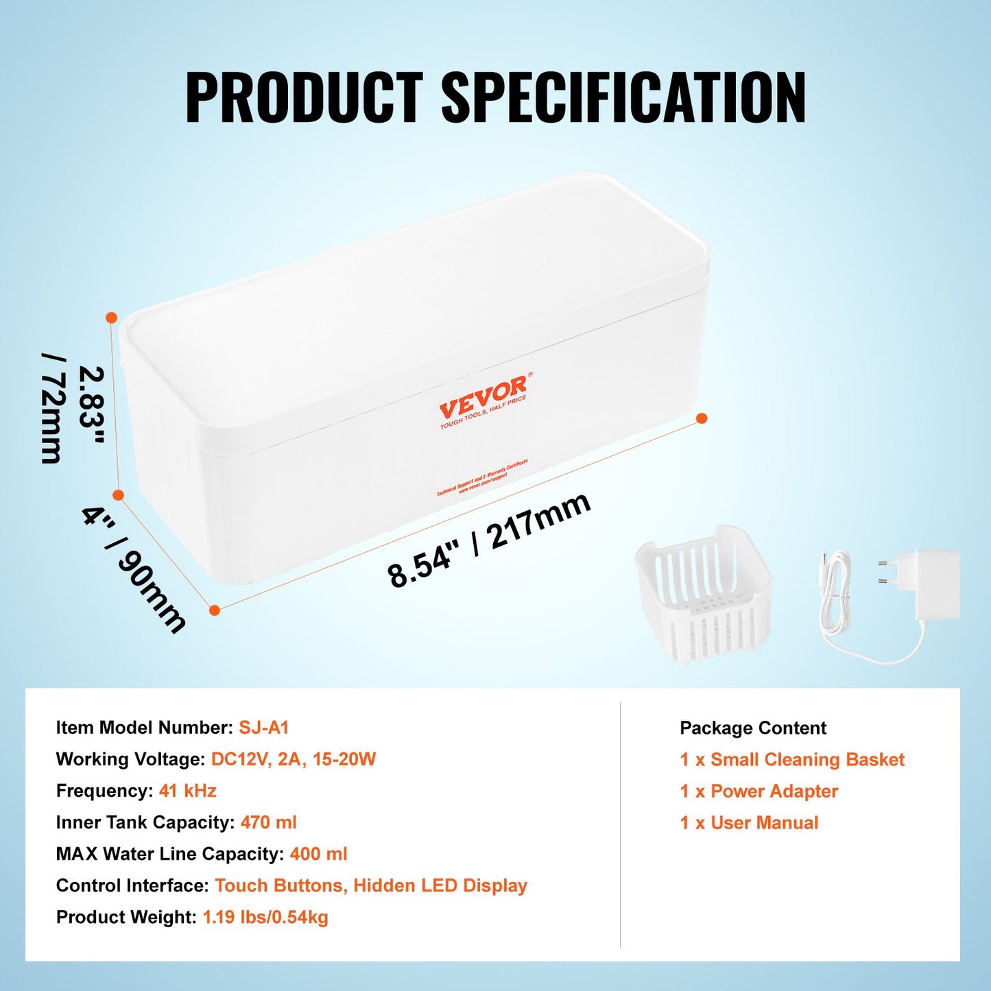 VEVOR Jewelry Cleaner Ultrasonic Machine, Ultrasonic Cleaner Machine 16oz (470ml)