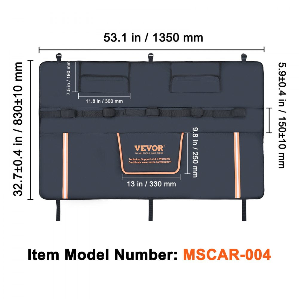 VEVOR 53-inch Tailgate Pad 5-Bike Pickup Truck Bed Tailgate Pad Protector Cover