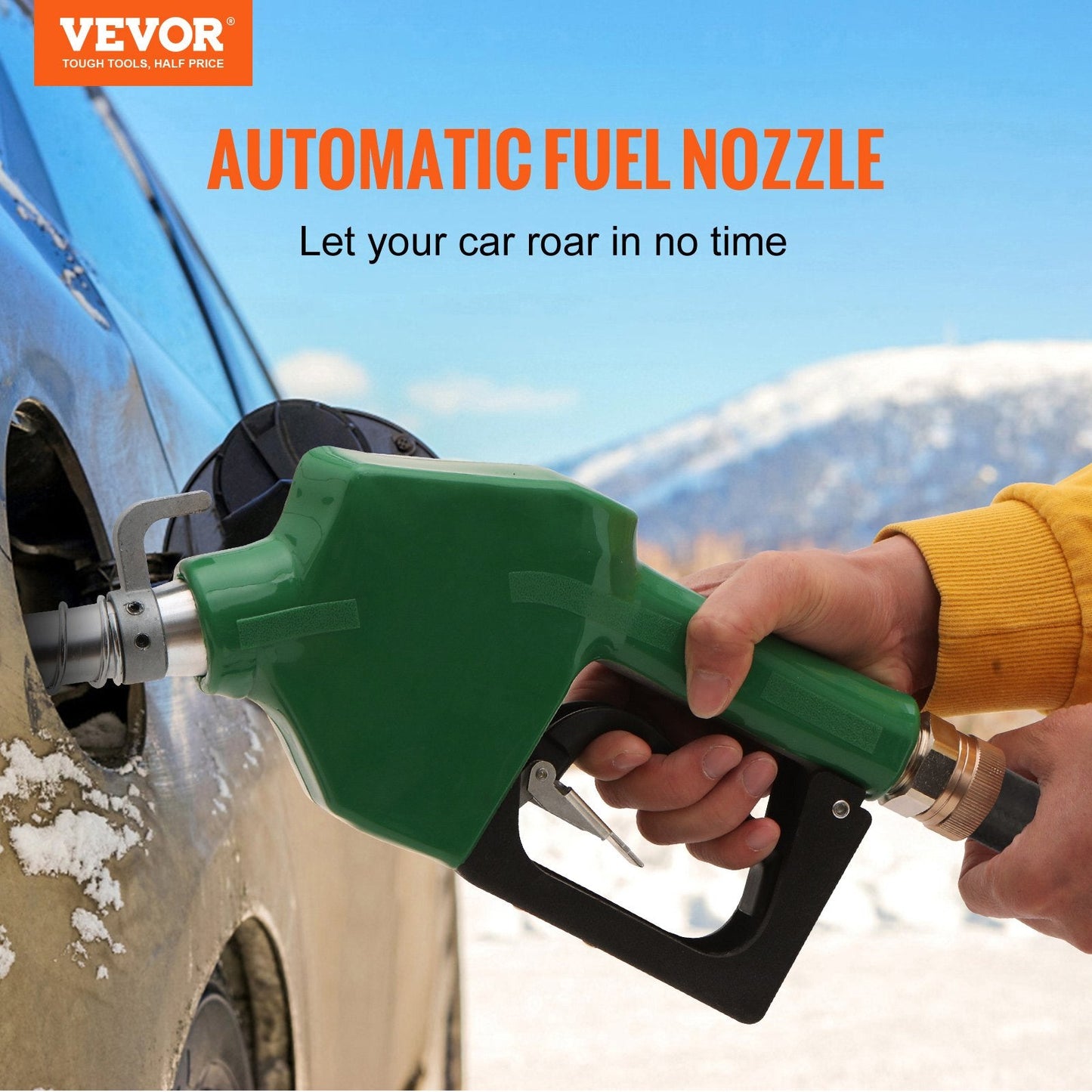 Automatic Fuel Nozzle with 15/16" Spout, 16 GPM Flow, Aluminum & PVC, Green