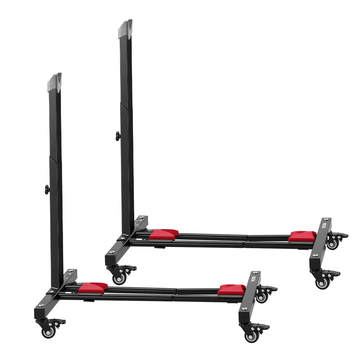 Bike Stand 2 Pack, Freestanding Vertical & Horizontal Bike Storage Rack, with Lockable Casters, Height Adjustable Carbon Steel Upright Garage Bicycle Floor Stand, for 508-737 mm Wheels, Black