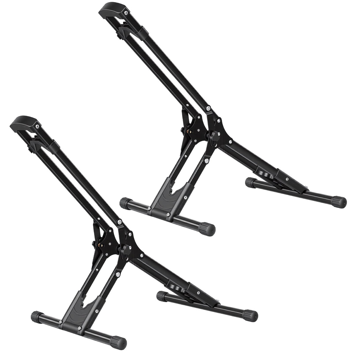 Bike Stand 2 Pack, Foldable Freestanding Bike Storage Rack, Carbon Steel Garage Bicycle Floor Stand, Fits 508-737 mm Wheel Diameters, Drill-Free Installation, for Garage, Apartment, Home, Black