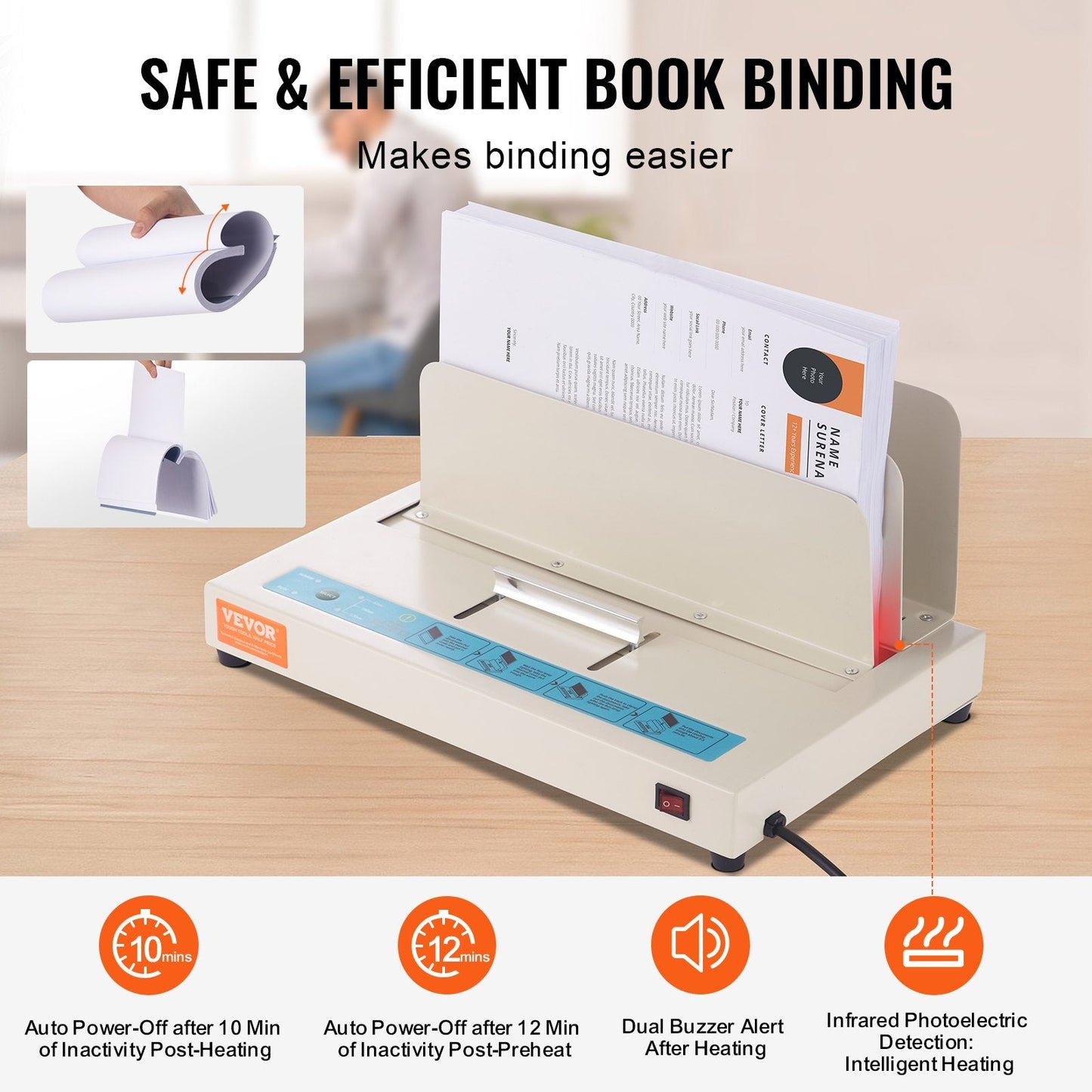 Thermal Book Binding Machine, 500 Sheets, Infrared Detection, A3/A4/A5 Compatible