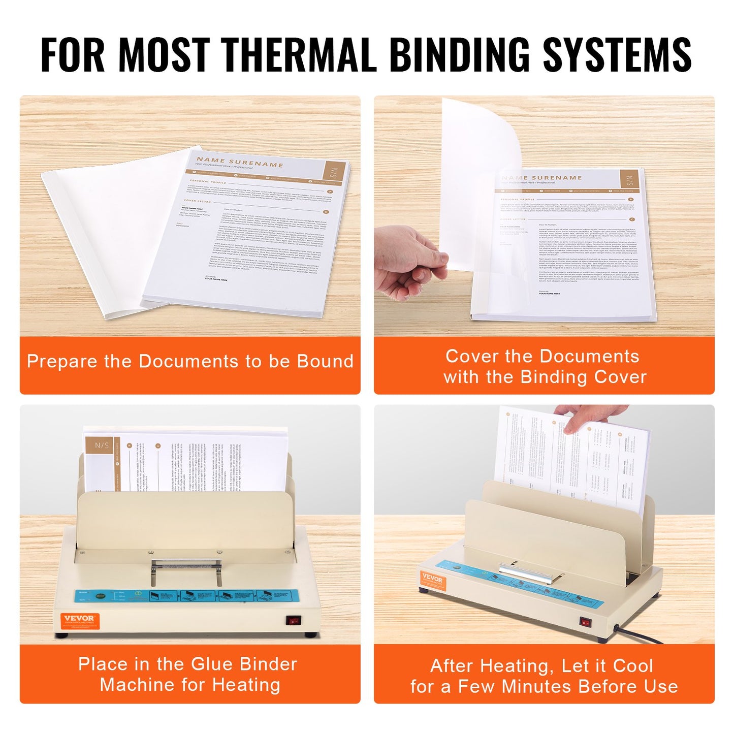 VEVOR Thermal Binding Covers 10 Pack Thermal Presentation Covers 5/16 inch Spine