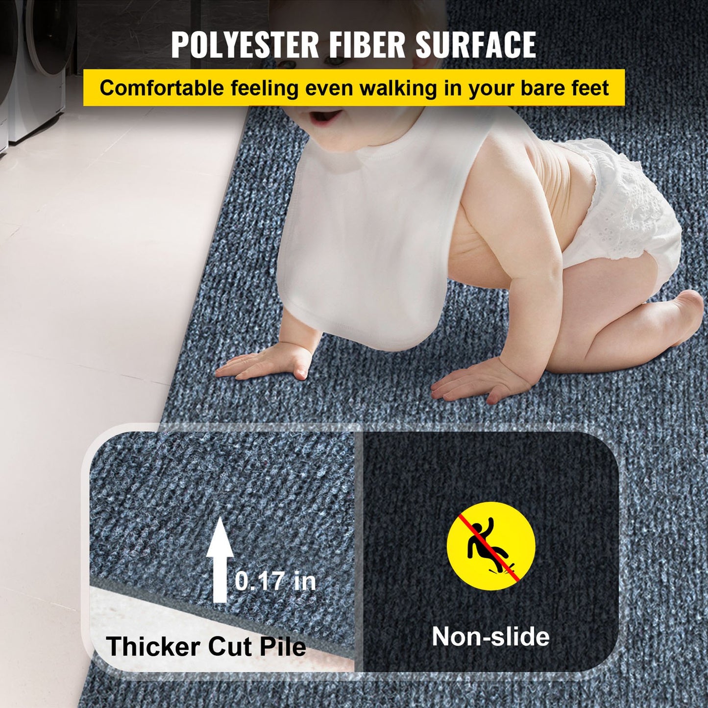 VEVOR Gray Marine Carpet 6 ft x 29.5 ft, Boat Carpet Rugs, Indoor Outdoor Rugs for
