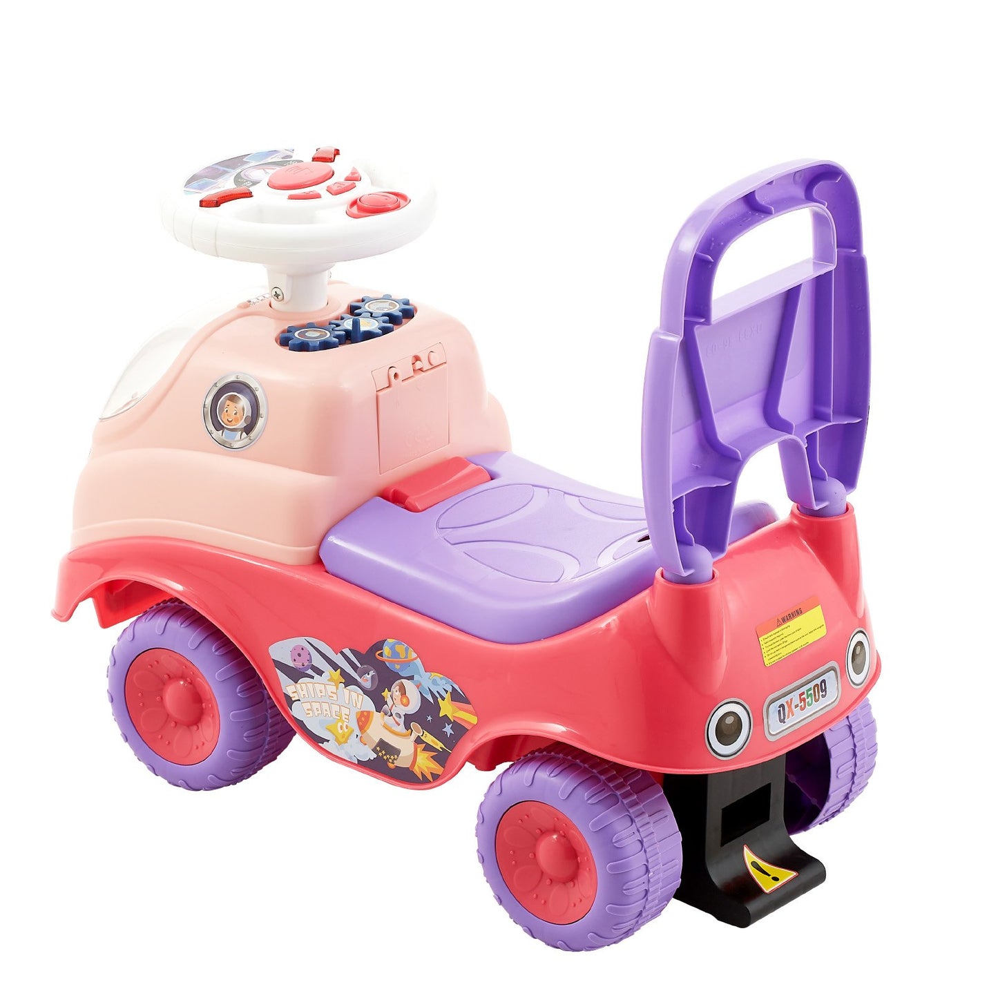 Ride On Toddler Push Car, Push Car for Toddler 19 to 36 Months, Kids Ride On Toy with Horn & Music, 22 kg Load Capacity, Under-seat Storage, Foot-to-Floor Walker for Toddlers Boys Girls, Pink