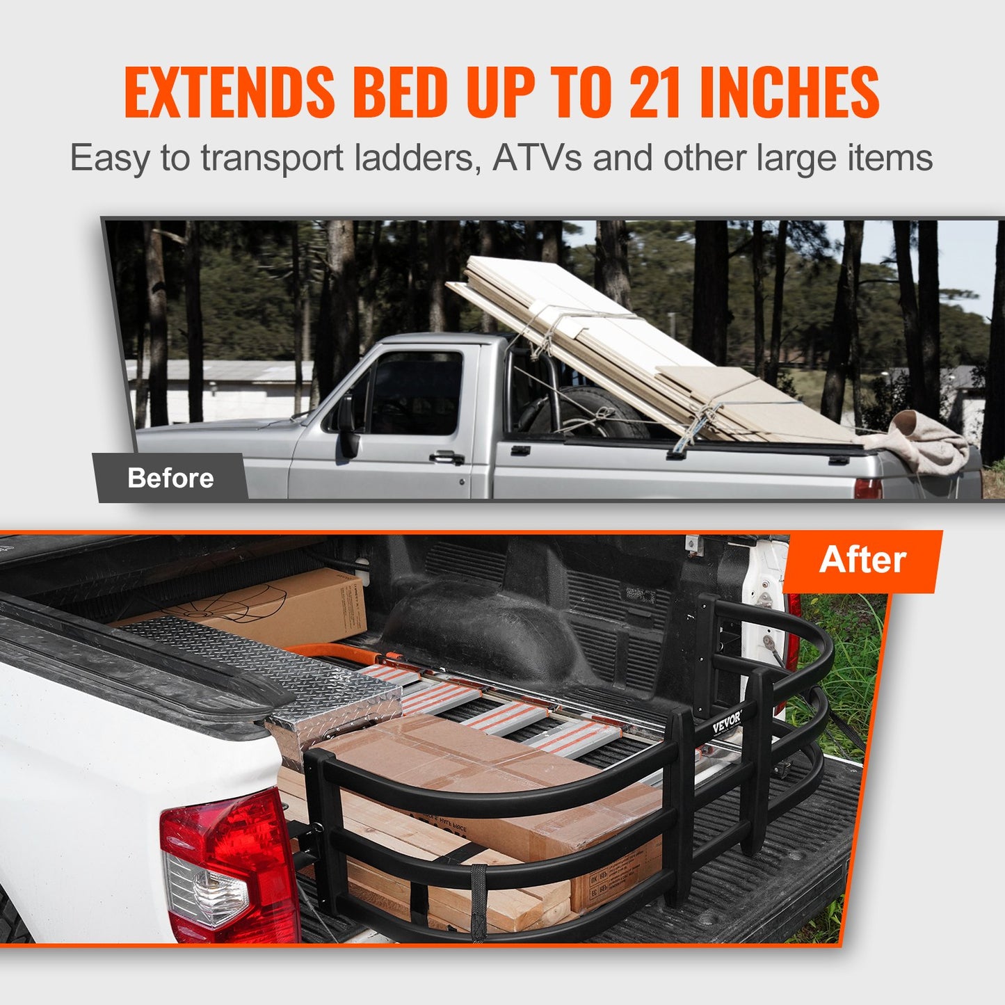 VEVOR Truck Bed Extender, Aluminum Retractable Tailgate Extender, 131cm-162.6cm