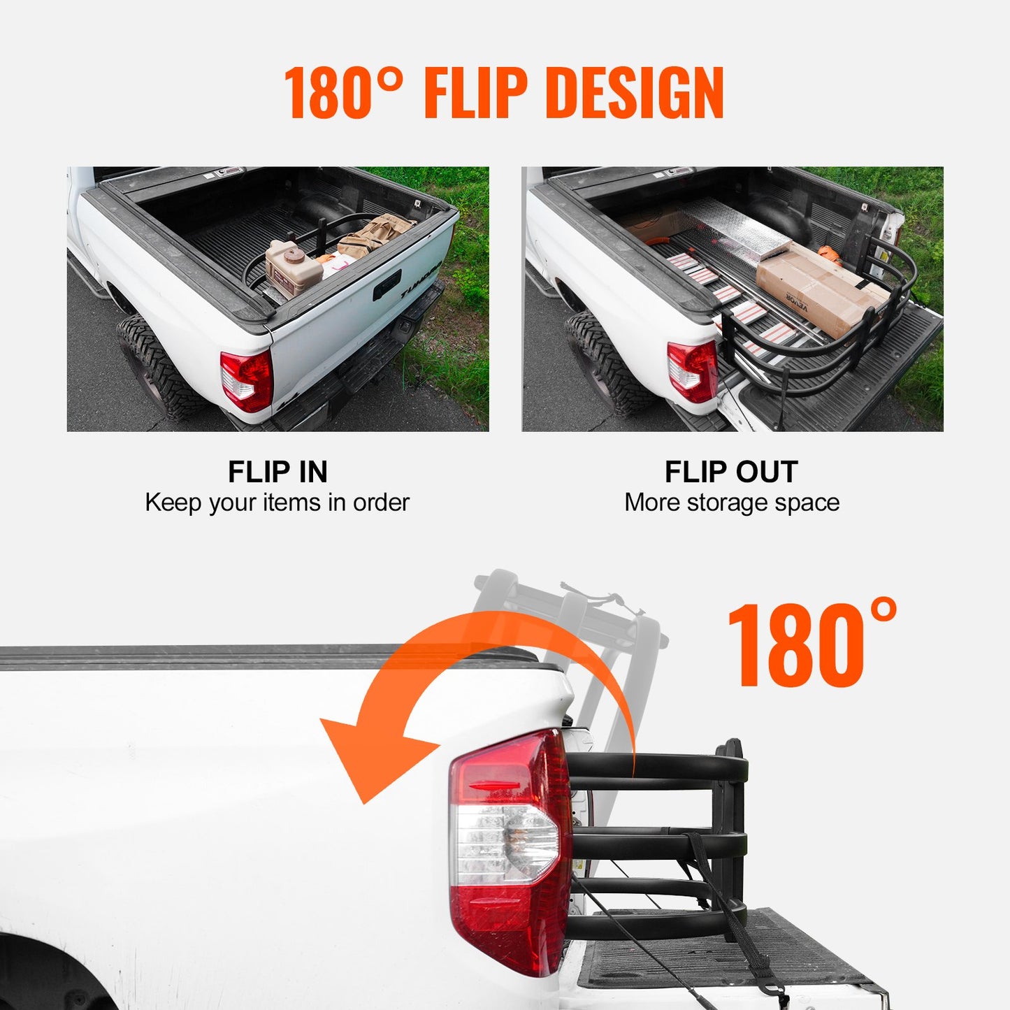 VEVOR Truck Bed Extender, Aluminum Retractable Tailgate Extender, 131cm-162.6cm