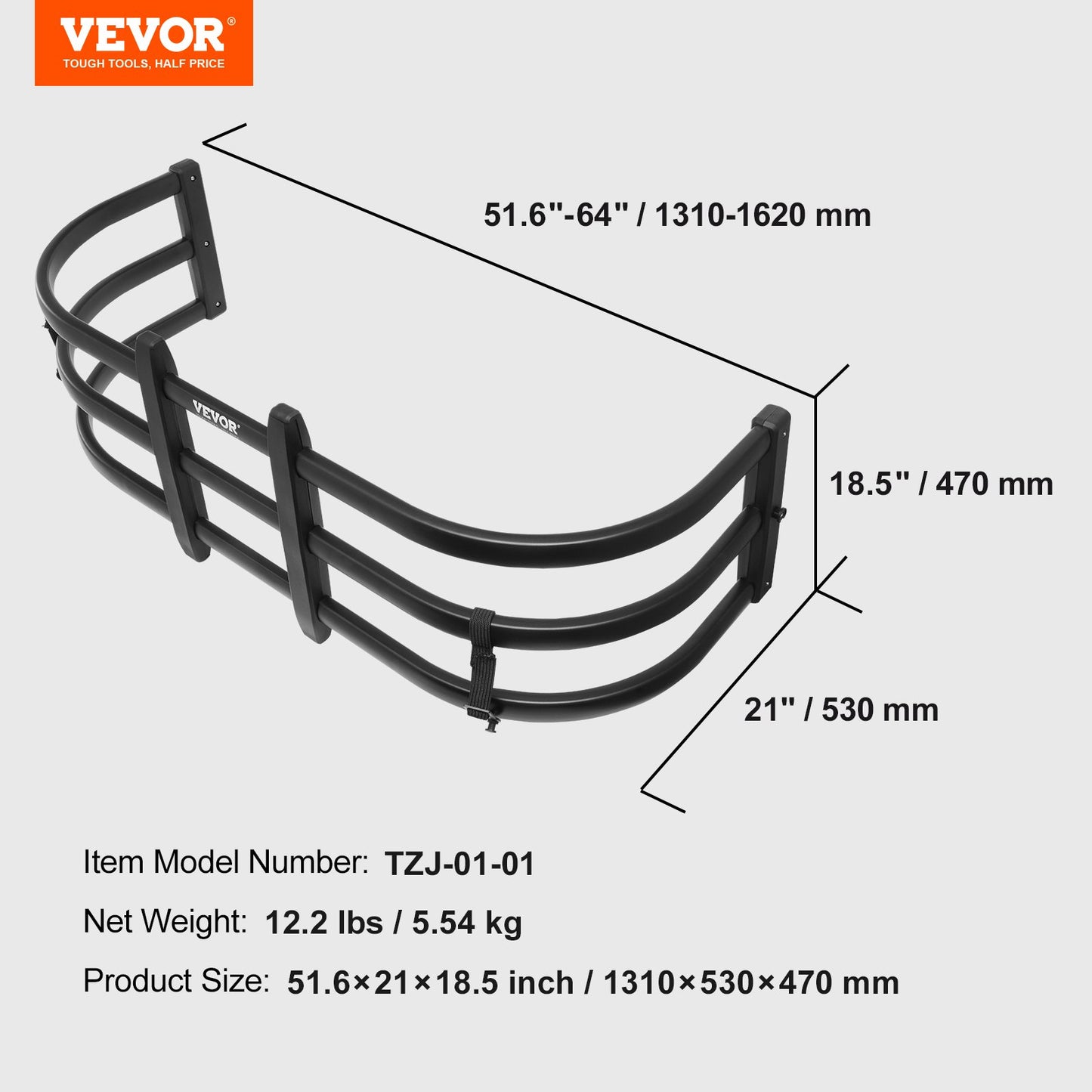 VEVOR Truck Bed Extender, Aluminum Retractable Tailgate Extender, 131cm-162.6cm