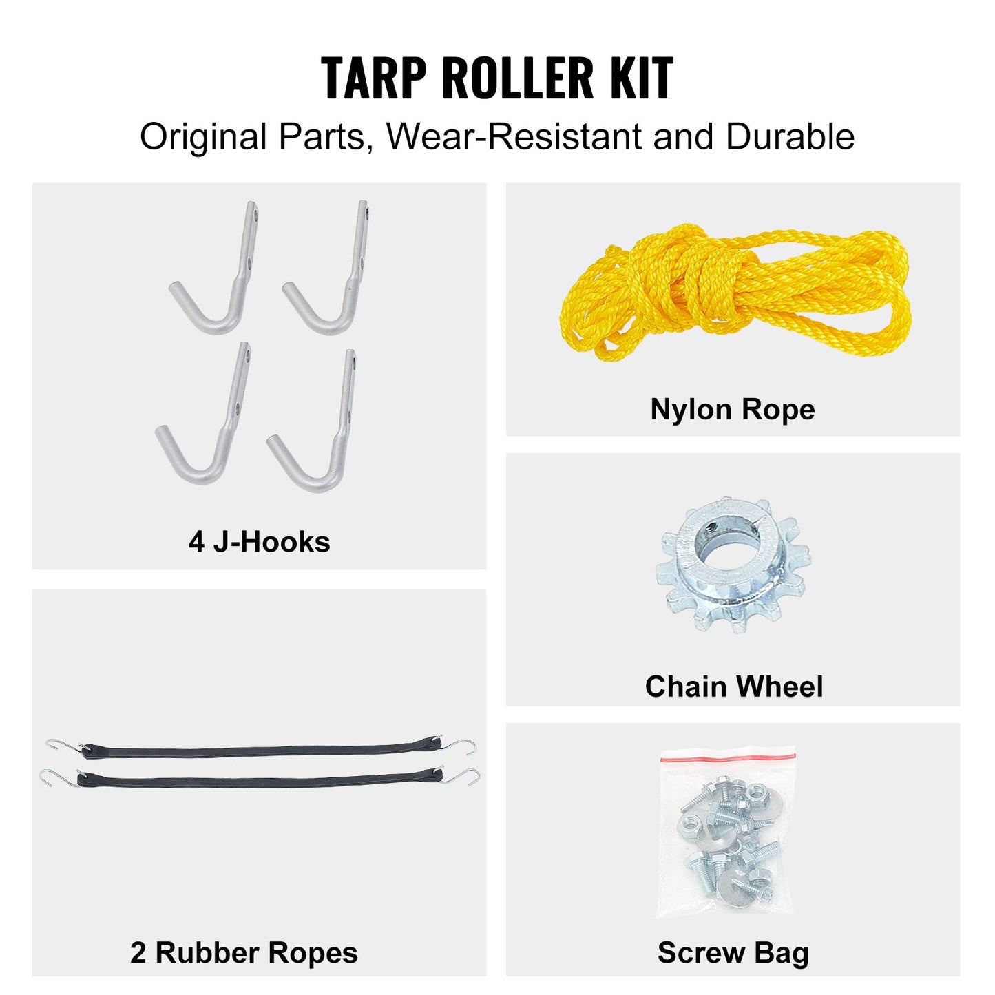 VEVOR Hand Crank Tarp Roller Kit, 1.6-2.6 m Wide, Aluminum Alloy, Manual Cab Level