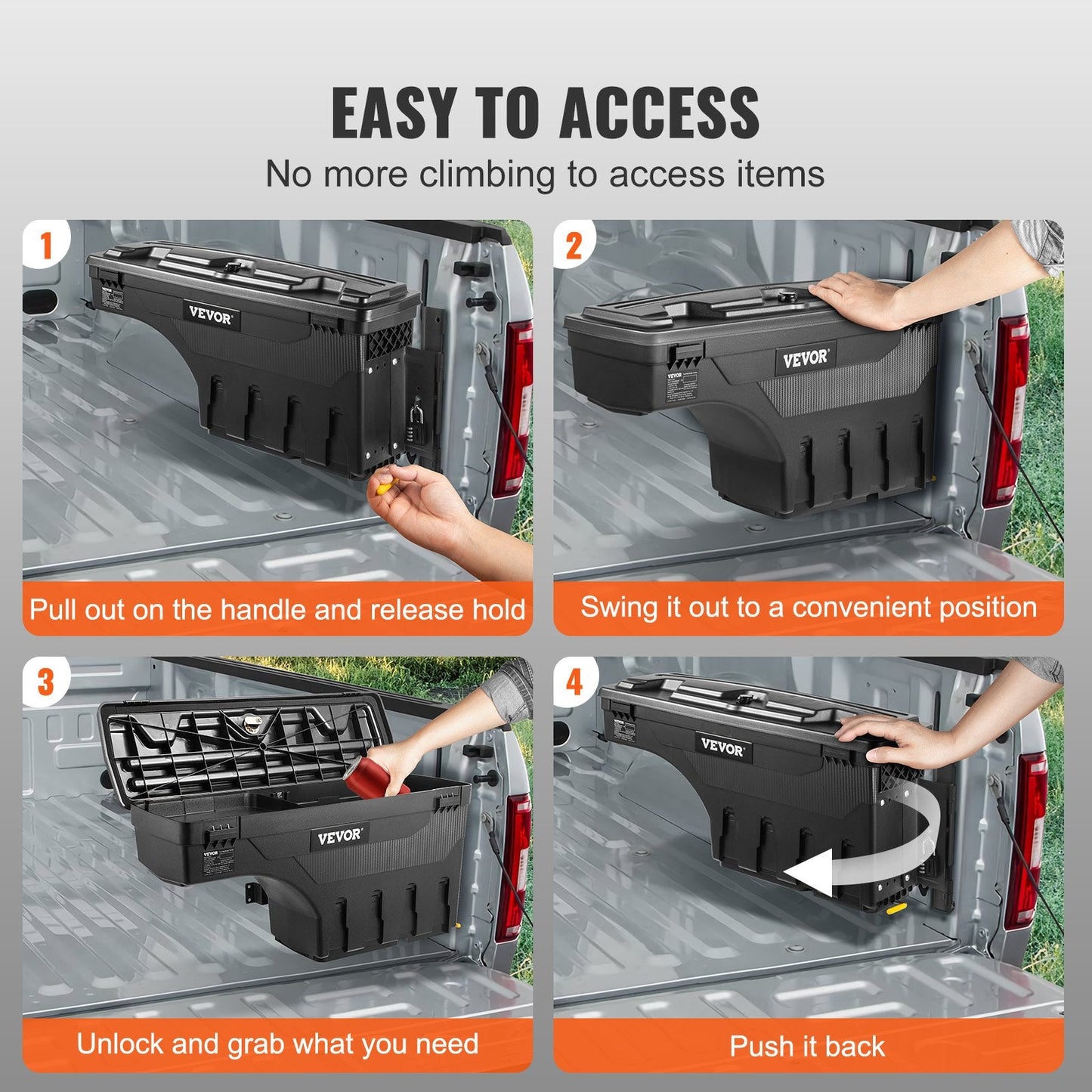 Lockable 25L Truck Bed Storage Box with Padlock, Fits Ford F-150 2015-2021