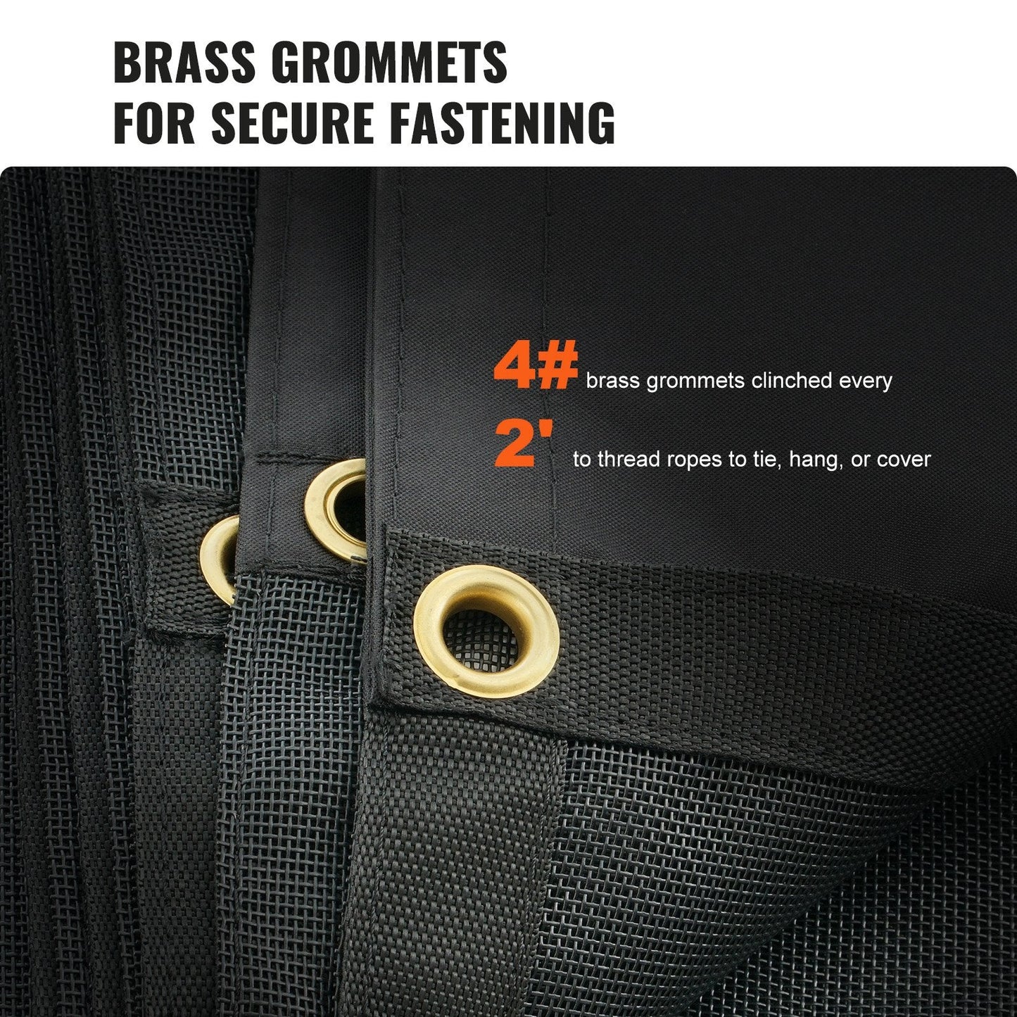 Heavy Duty 2.1 x 6.7 m Black PVC Coated Mesh Tarp with Brass Grommets