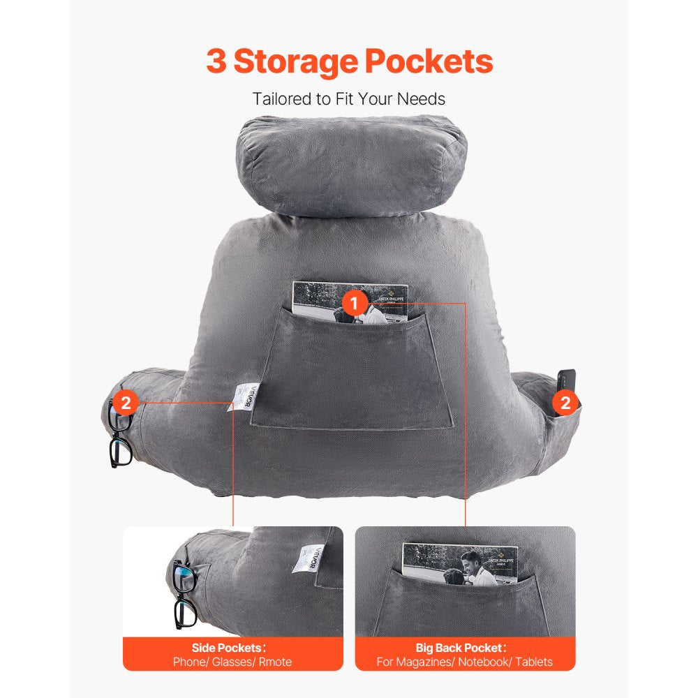 Reading Pillow Large Bed Pillow with Removable Headrest and Washable Cloth