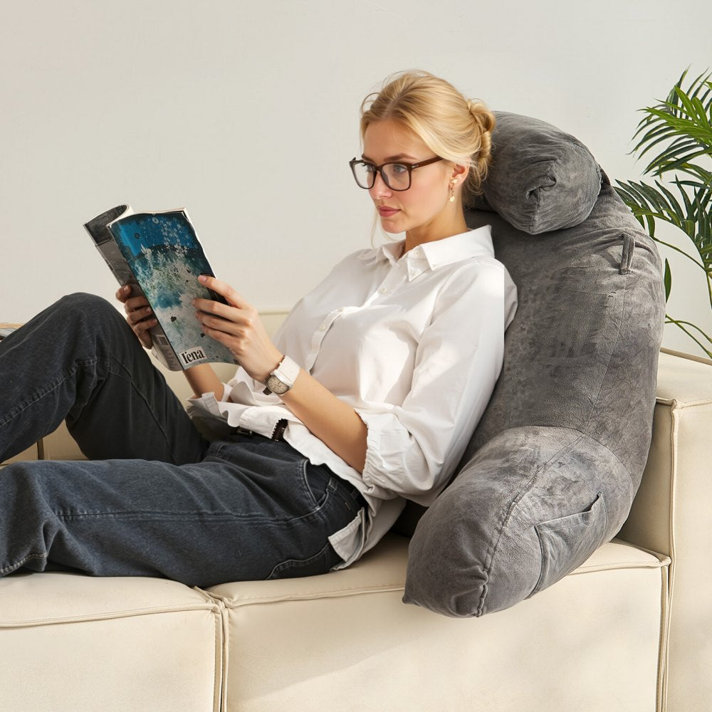 Reading Pillow Large Bed Pillow with Removable Headrest and Washable Cloth