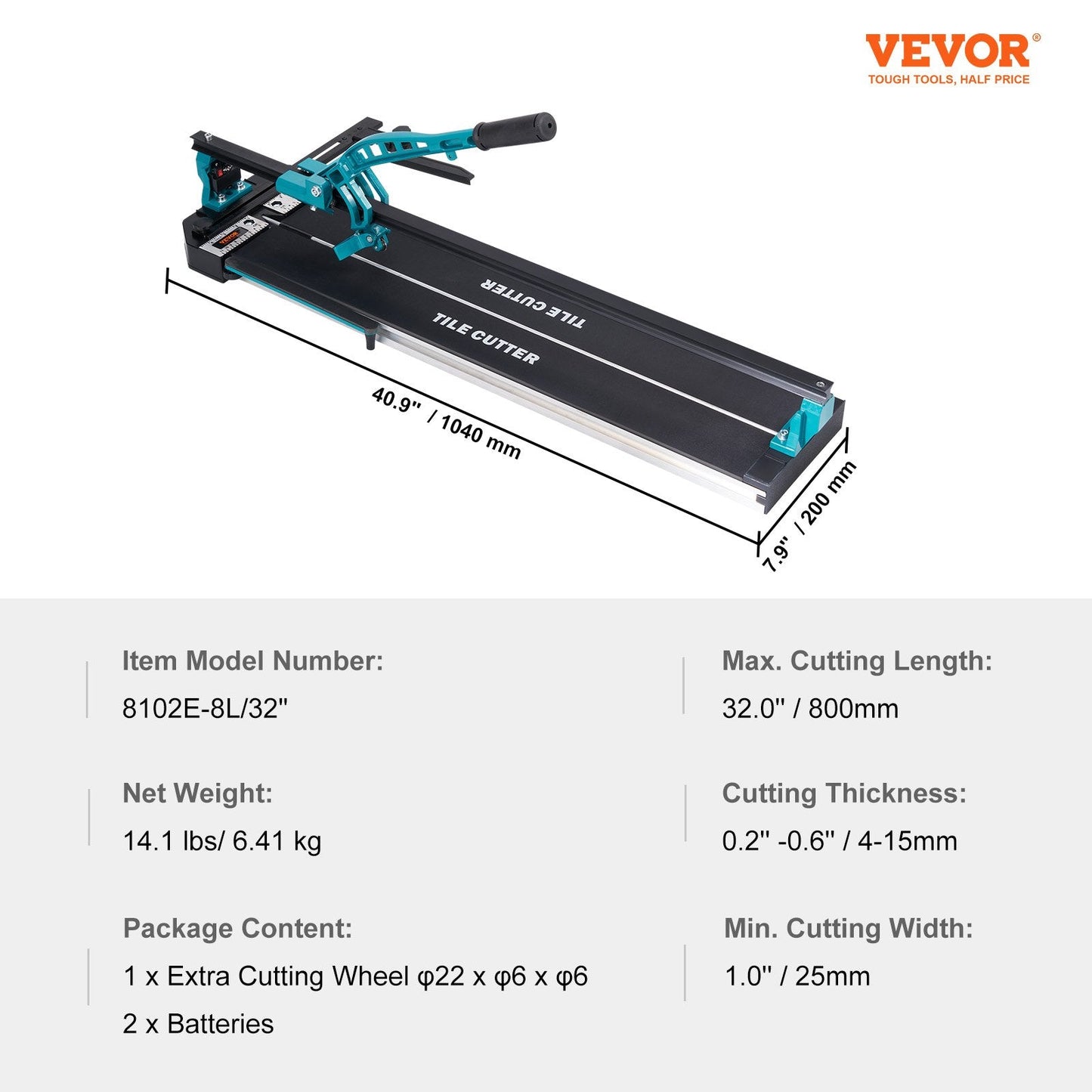 800mm Manual Tile Cutter with Tungsten Carbide Wheel and Infrared Positioning