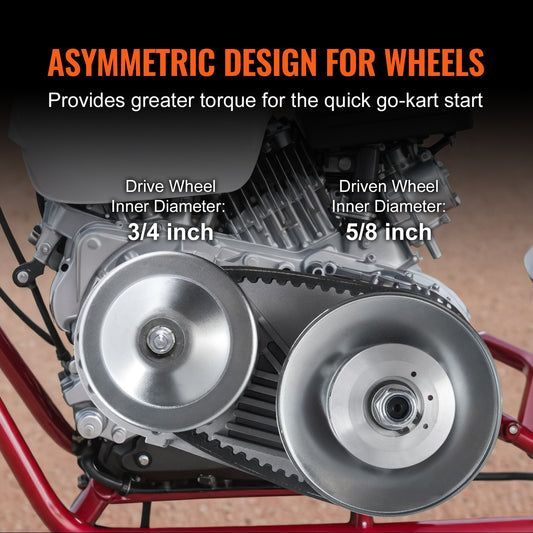 Drive Clutch, 2-8HP Engine, 2000 RPM High-Strength Drive Clutch with Asymmetric Designed Wheels & Robust Rubber Belt, Sturdy & Durable Clutch with Full Accessories, Fit for Various Engines