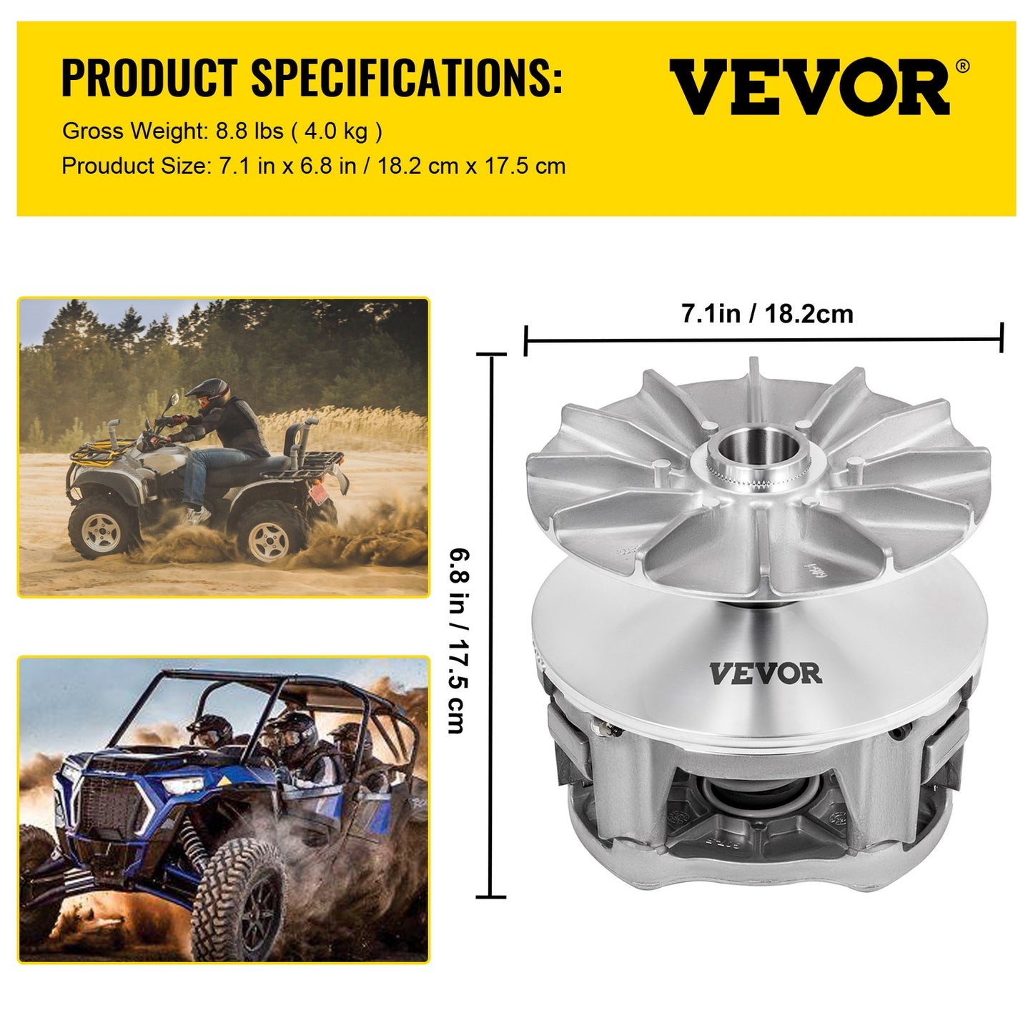 VEVOR Driven Clutch Aluminum Alloy Primary Drive Clutch Compatible With 2014-2021
