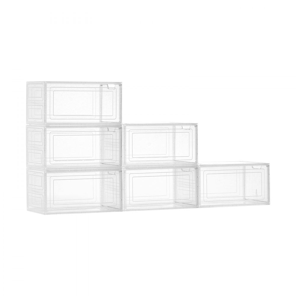 VEVOR Shoe Storage Boxes 6PCS Stackable Shoe Boxes US Size 13 Transparent White