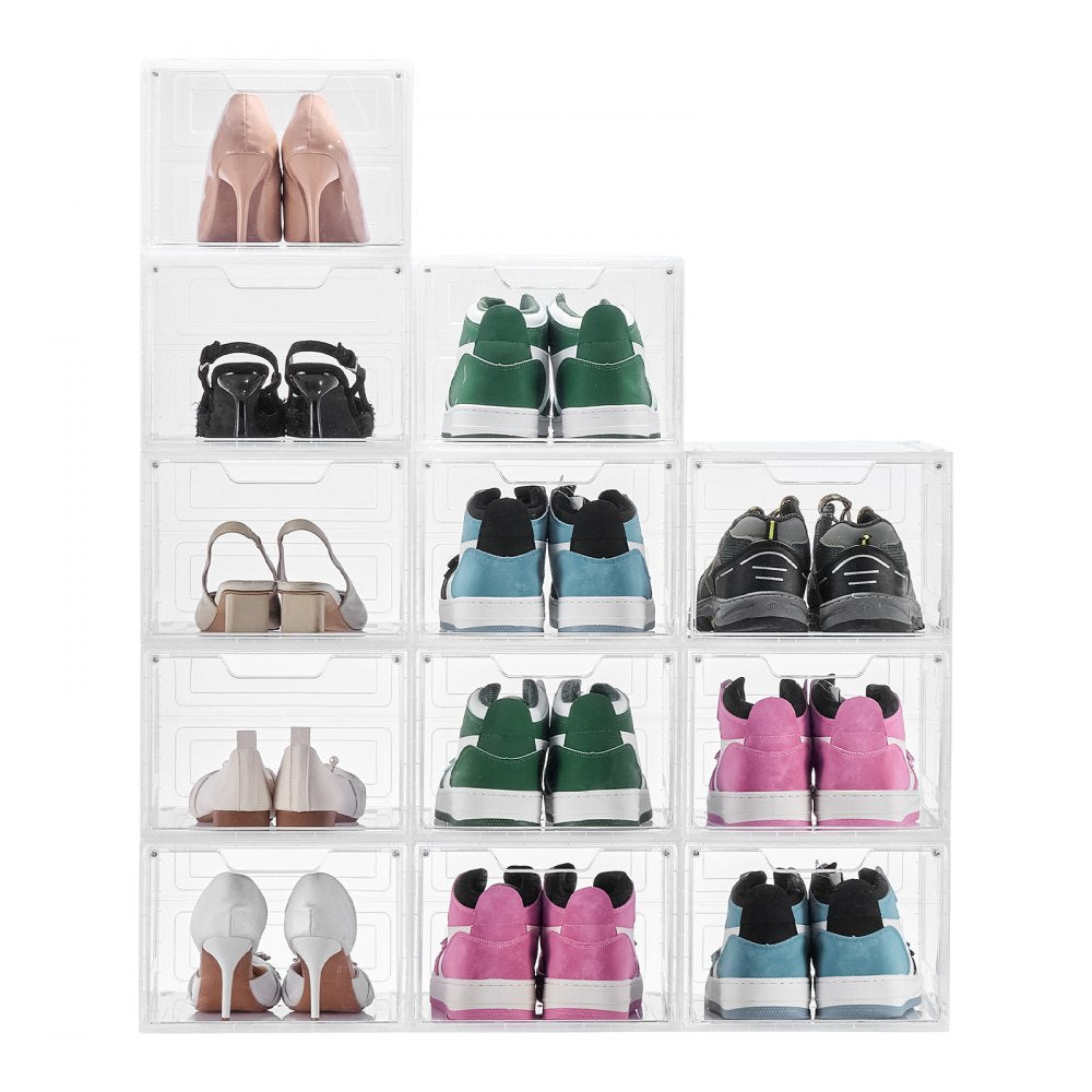 VEVOR Shoe Storage Boxes 12PCS Stackable Shoe Boxes US Size 13 Transparent White