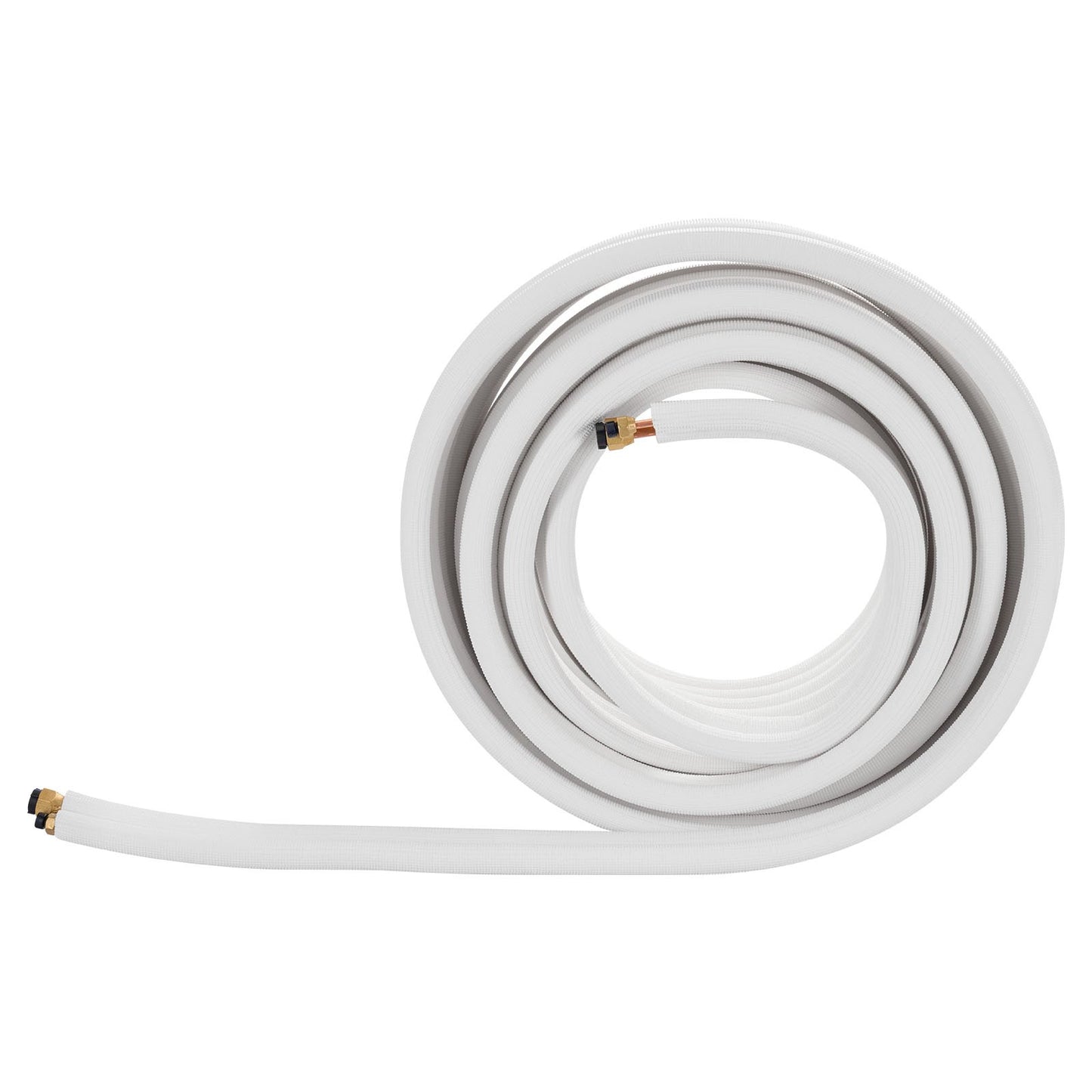 15.2m Mini Split Line Set, 6.4 & 12.7mm OD AC Copper Tubing Pipe, 3/8 White PE Thickened Insulated Coil with Flared Nuts, Rich Fittings, for Mini Split Air Conditioner HVAC or Heat Pump System