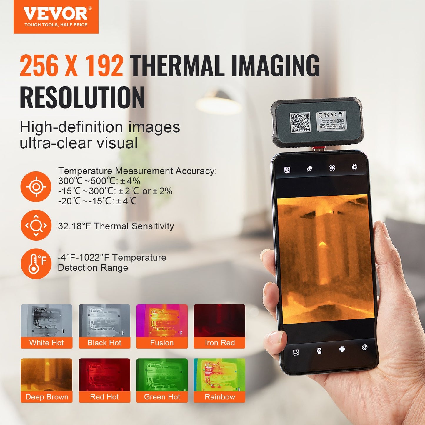 VEVOR Thermal Imaging Camera for Android, 256 x 192 IR Resolution Infrared Thermal