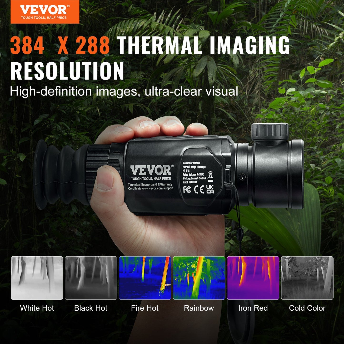 VEVOR Thermal Imager Monocular Hunting Imaging Telescope 1X -8X Zoom 0.39" OLED