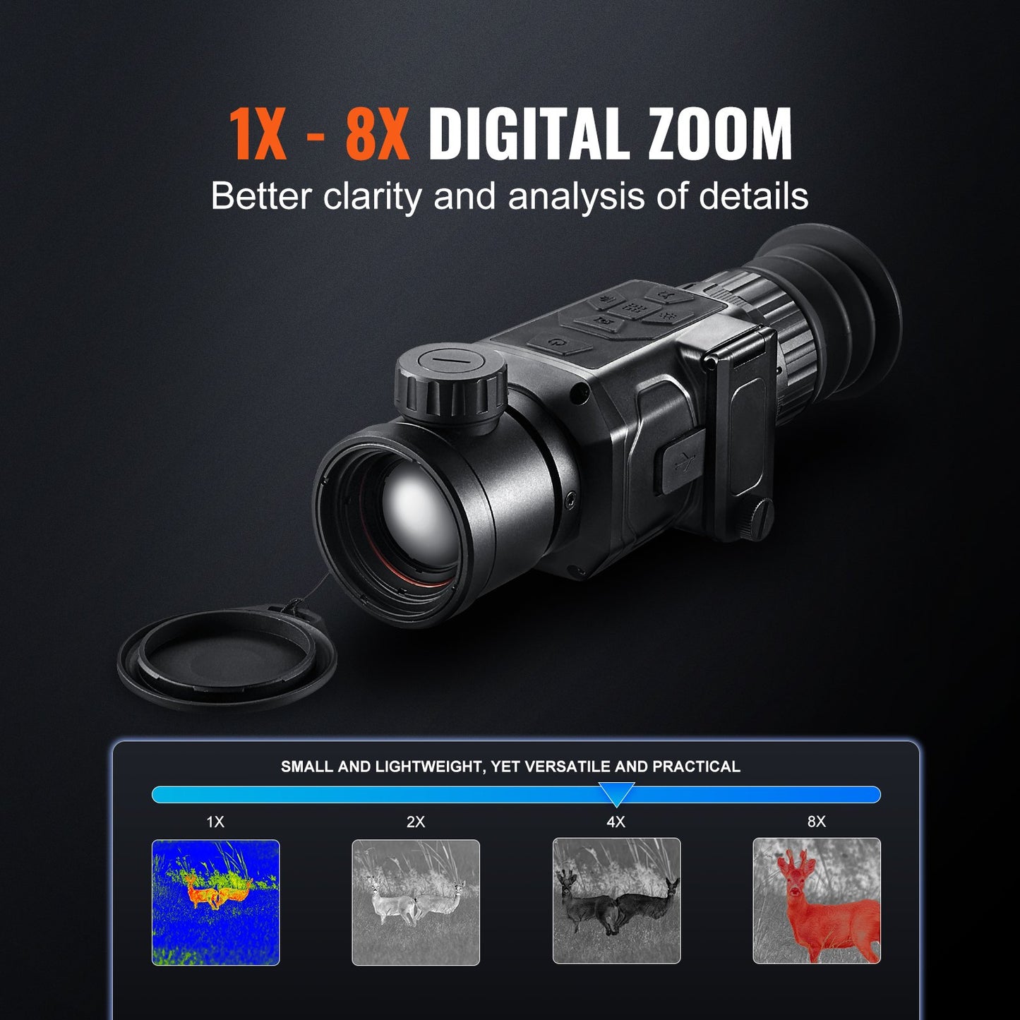 VEVOR Thermal Imager Monocular Hunting Imaging Telescope 1X -8X Zoom 0.39" OLED