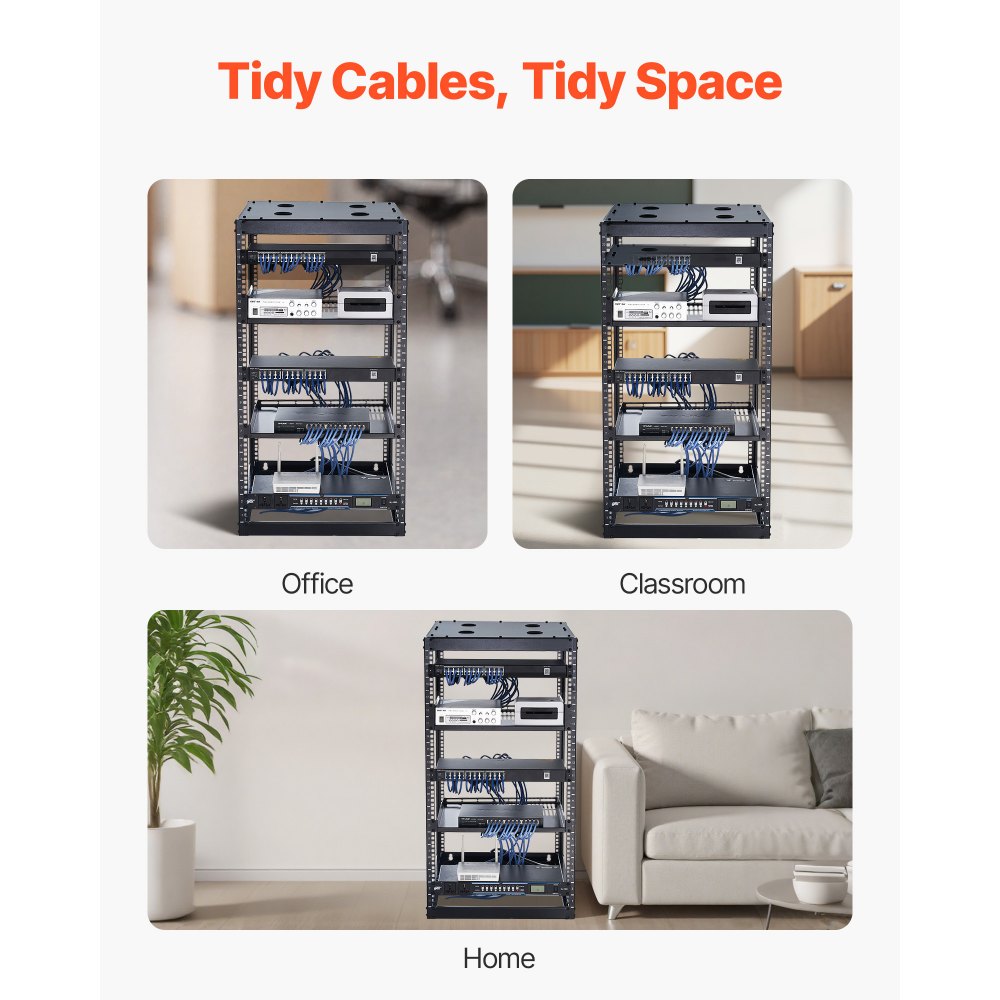 20U Open Frame Network Rack Wall Mounted Server Rack 4 Post with Shelves