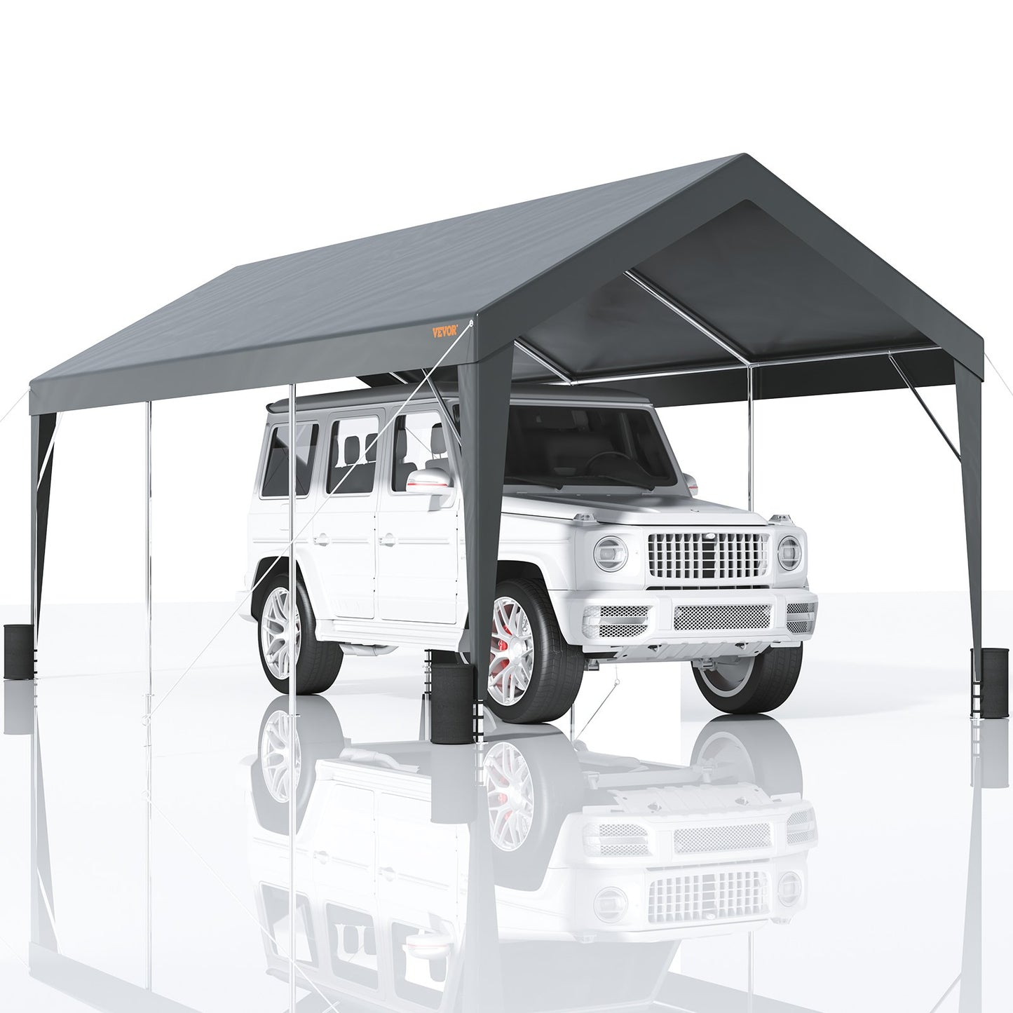 VEVOR Carport, Heavy Duty 10 x 20ft Car Canopy, Outdoor Garage Shelter with 8 Reinforced