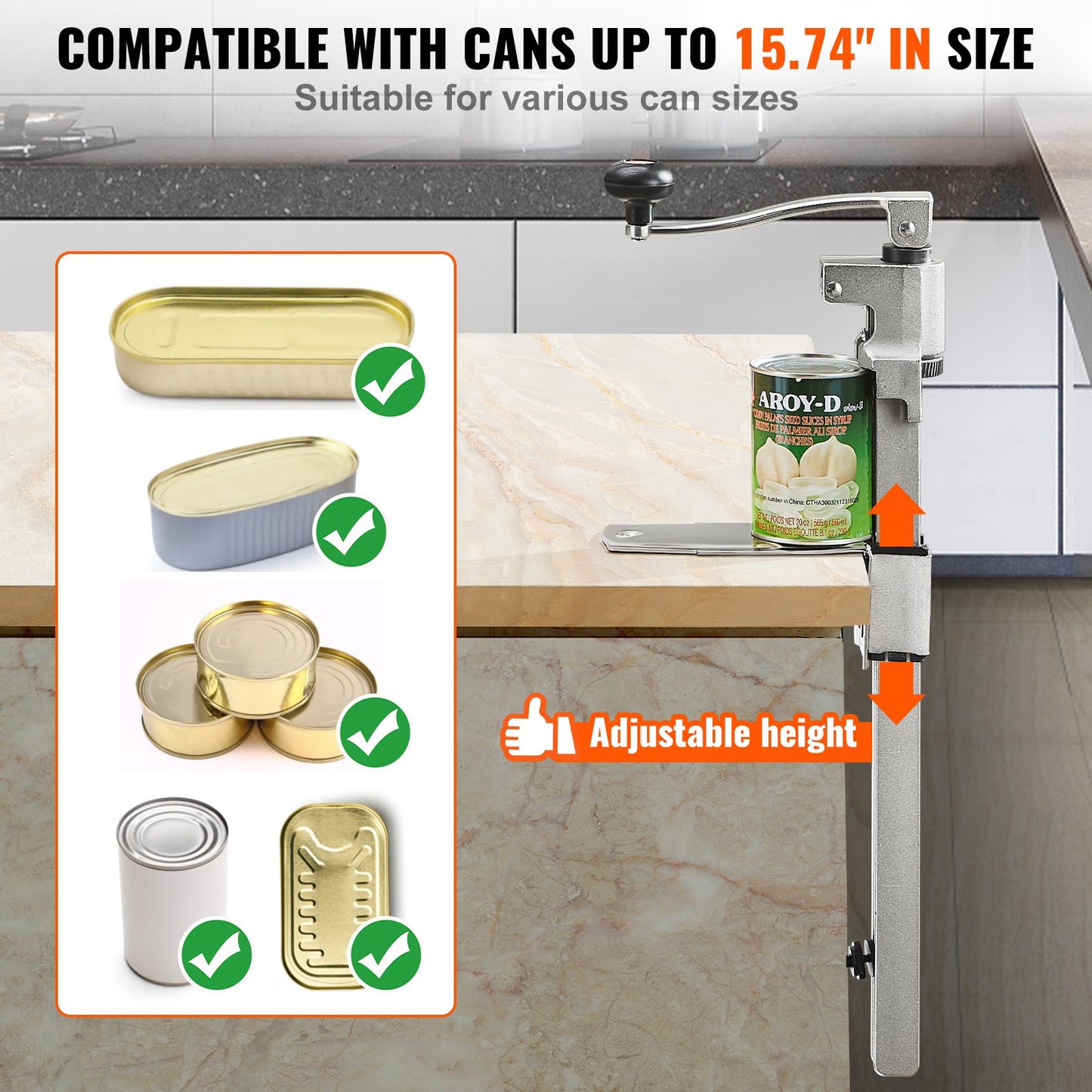 VEVOR Manual Can Opener, Commercial Table Opener for Large Cans, Heavy Duty Can