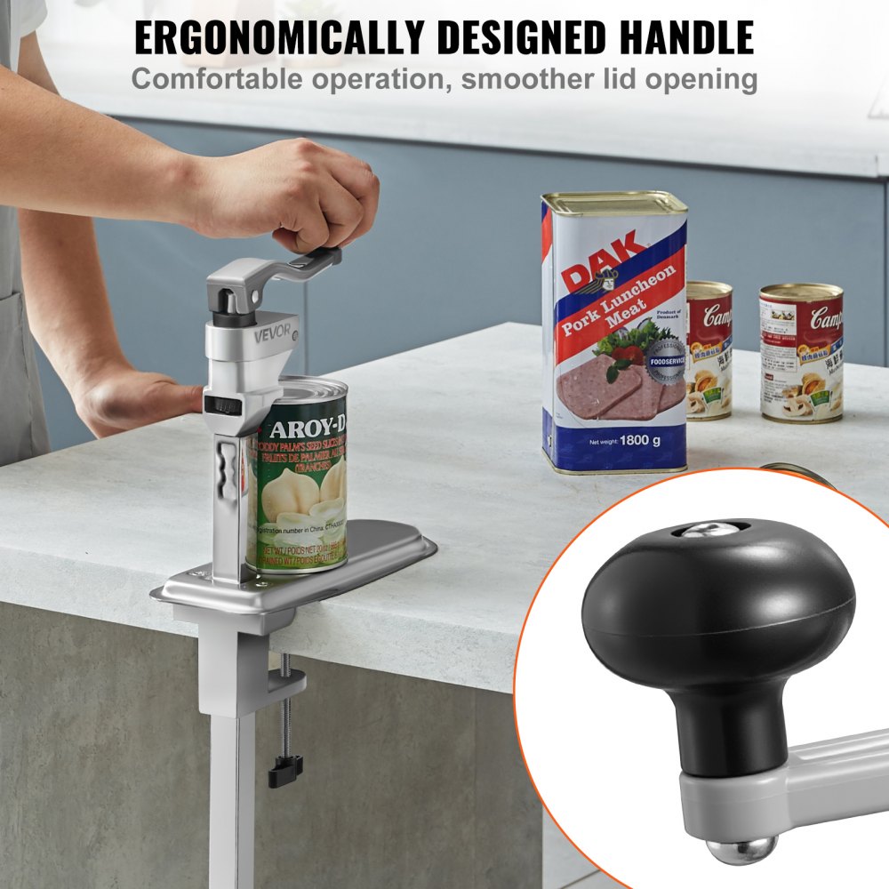 Commercial Can Opener, Heavy-Duty Manual Tabletop Cans Opener for Cans Up to 300 mm Height, Height-Adjustable Can Openers Fixed with Screws & Table Clamp, for Restaurant, Hotel, and Food Store