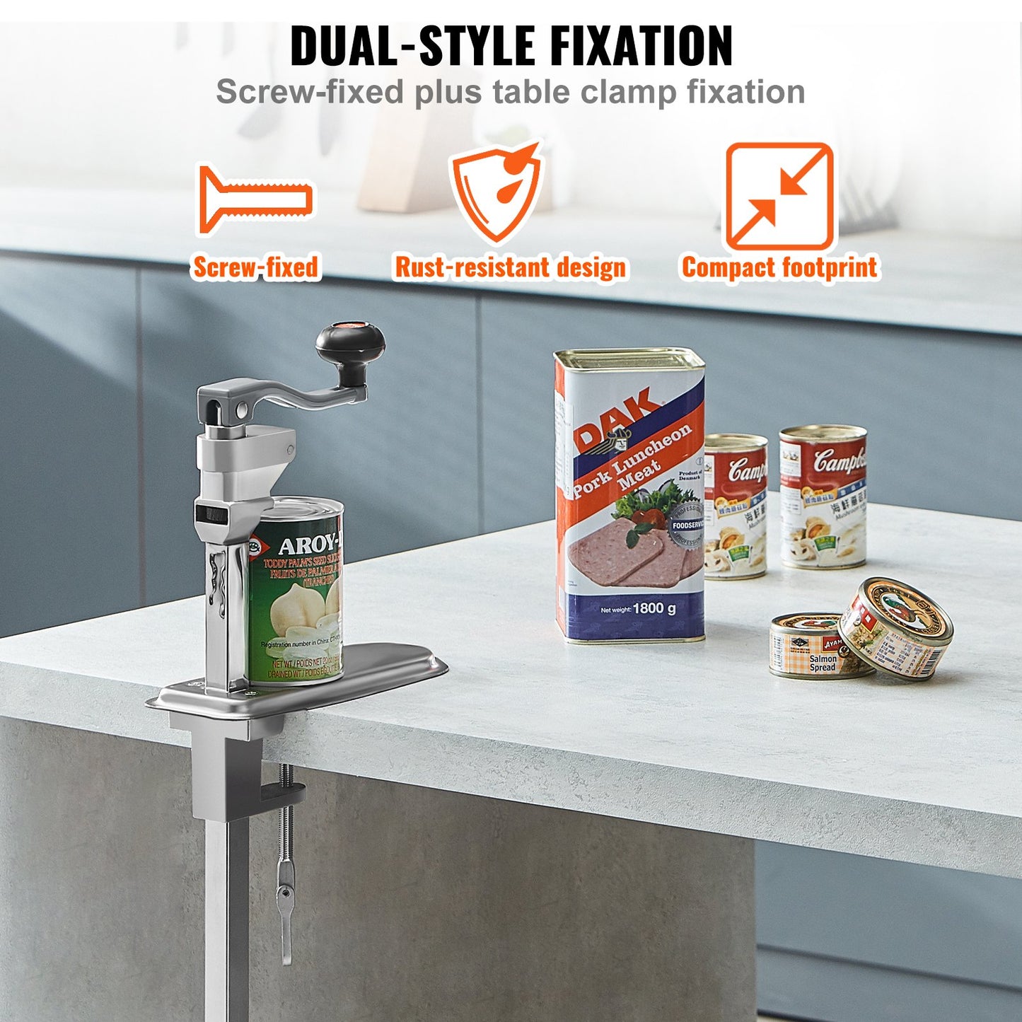 VEVOR Manual Can Opener, Commercial Table Clamp Opener for Large Cans, Heavy Duty