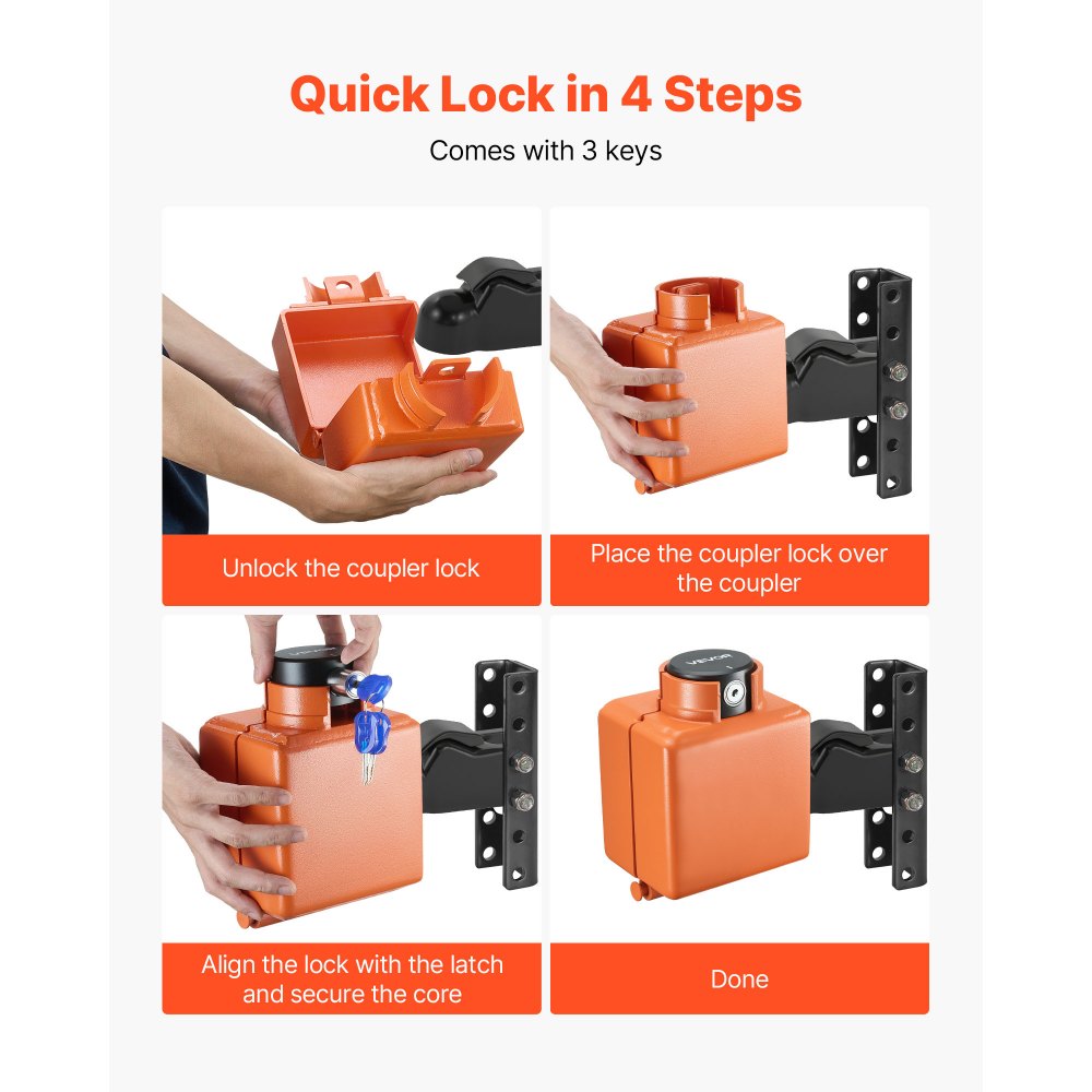 Collar Coupler Lock Fits 50.6 & 58.6 mm Couplers Trailer Hitch Lock