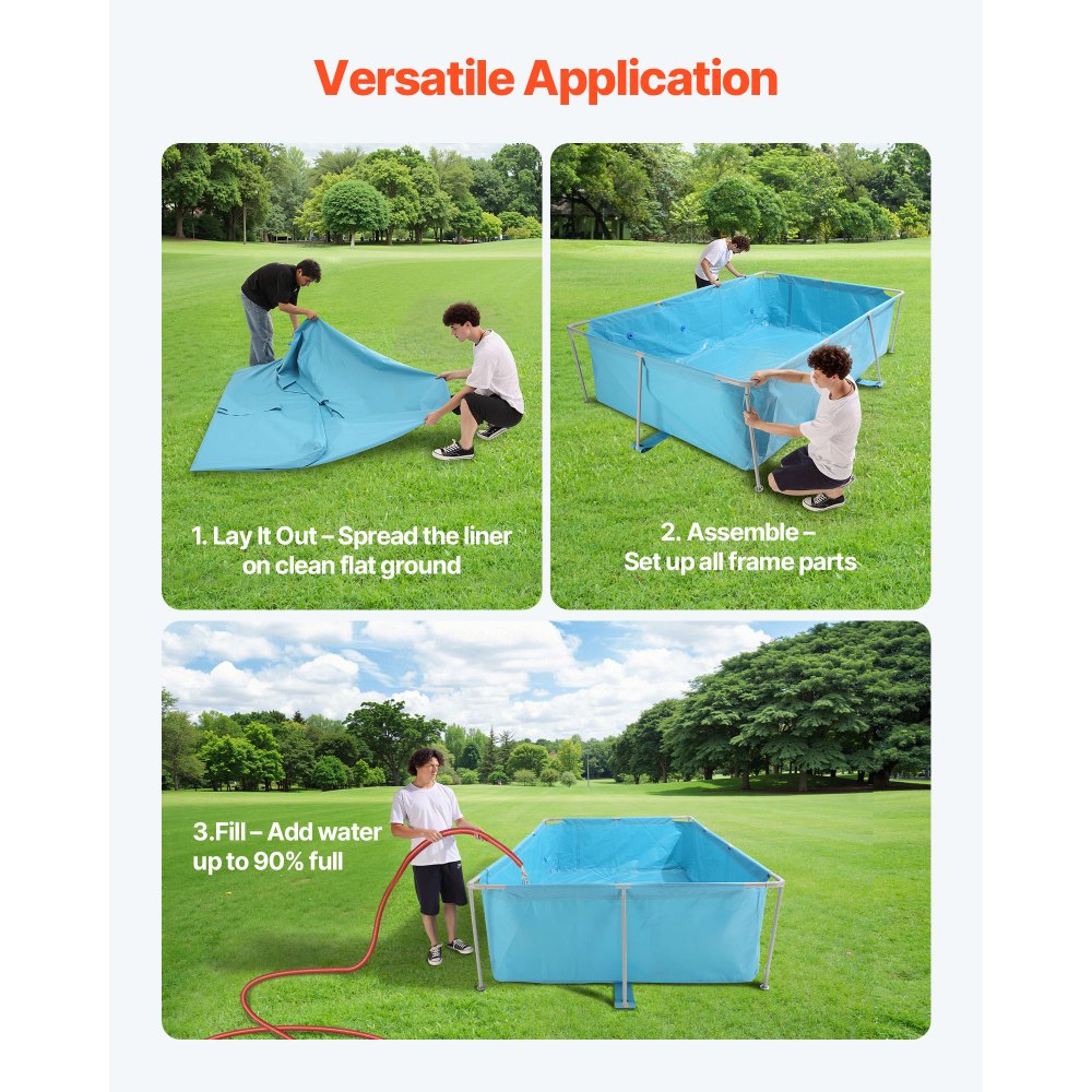 Steel Frame Above Ground Swimming Pool 3 x 2 x 0.762 m Rectangular Blue