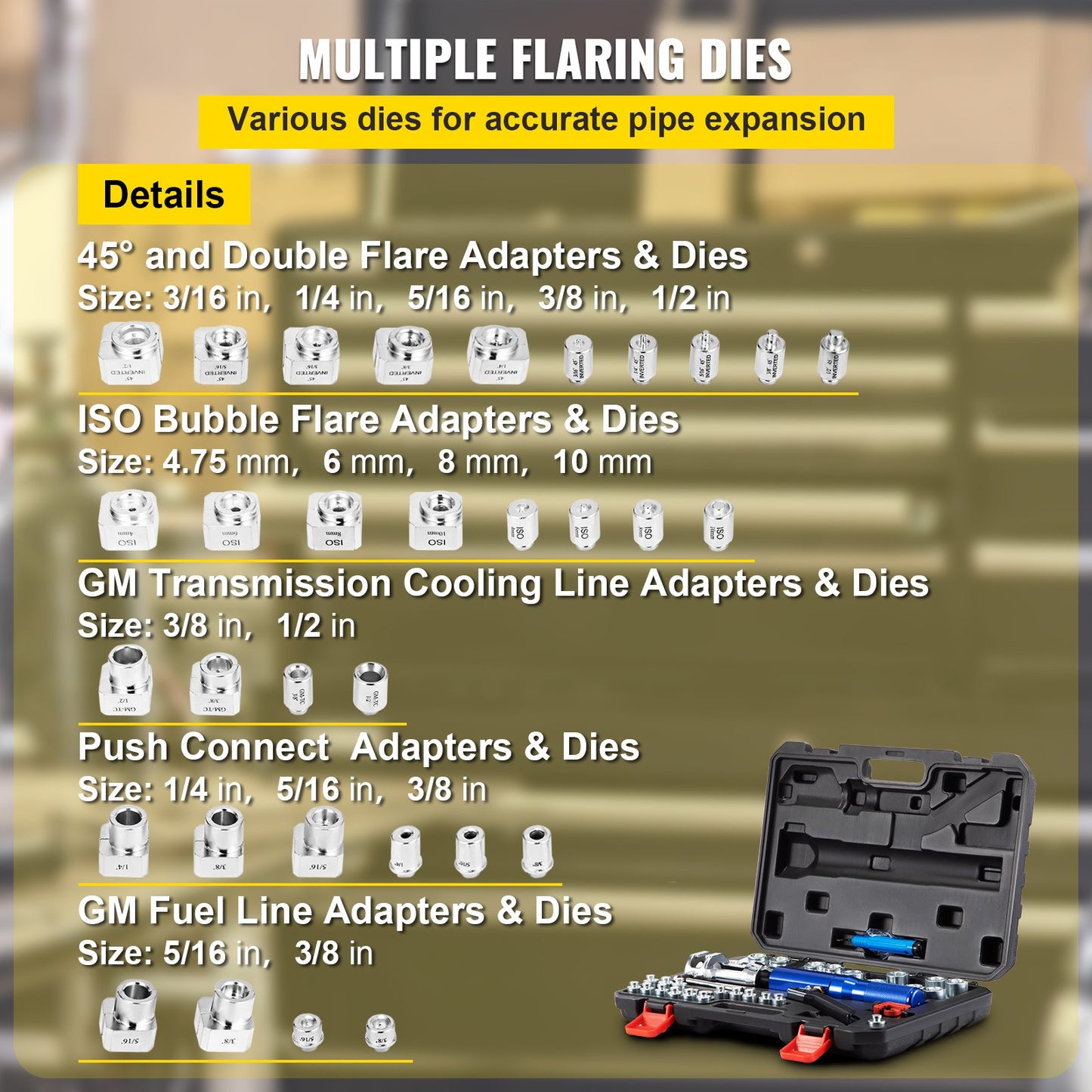 VEVOR Hydraulic Flaring Tool Kit, 45° Double Flaring Tool, Brake Repair Brake Flaring