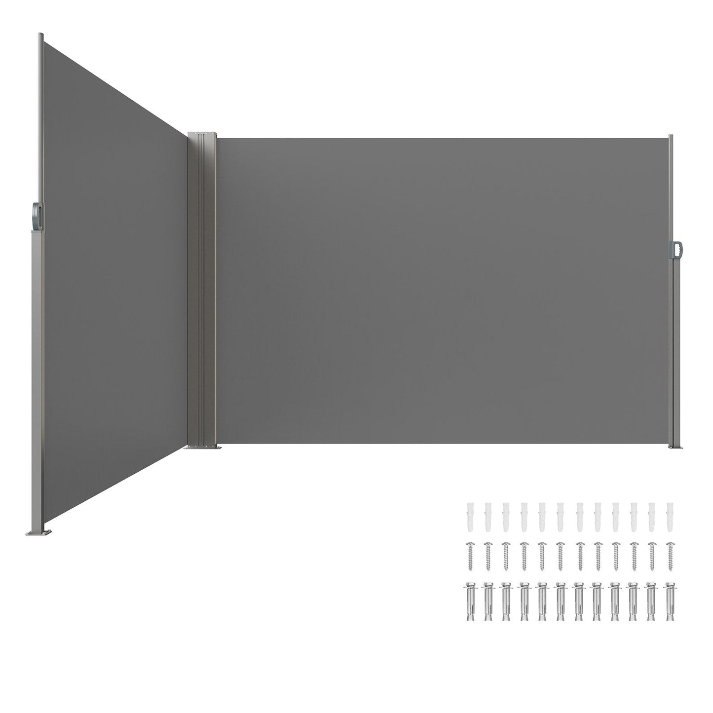 Retractable Outdoor Privacy Screen, 2x6 m Gray Polyester Wind & UV Protection