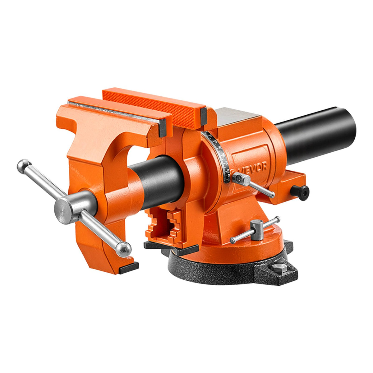 Heavy Duty Bench Vise, 150 mm Jaw Width, Double Swivel Rotating Multi-Purpose Bench Vise, with 360° Locking Swivel Base Head, 71 mm Throat Depth, 155mm Max Jaw Opening, for Drilling Pipe Cutting