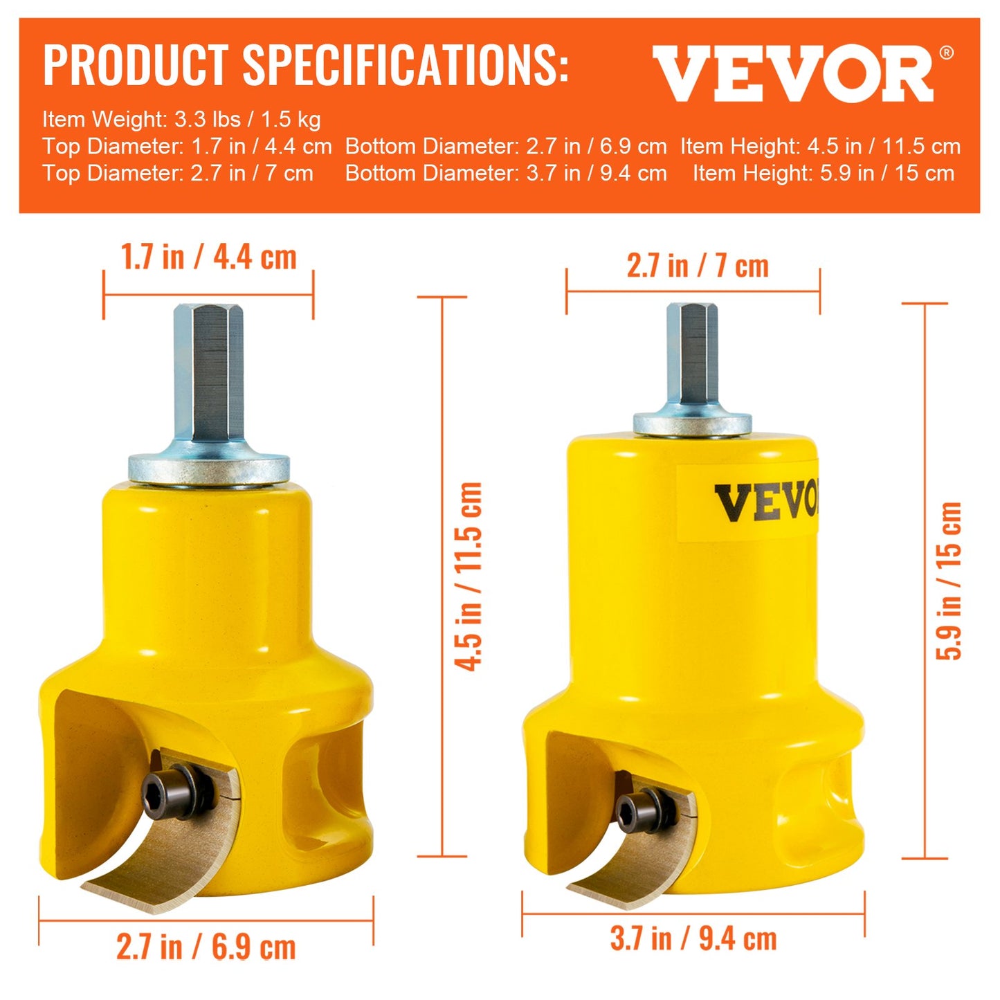 VEVOR Tenon Cutter, 1\"/25.4mm & 2\"/50.8mm Diameter, with Dual Curved Blades &