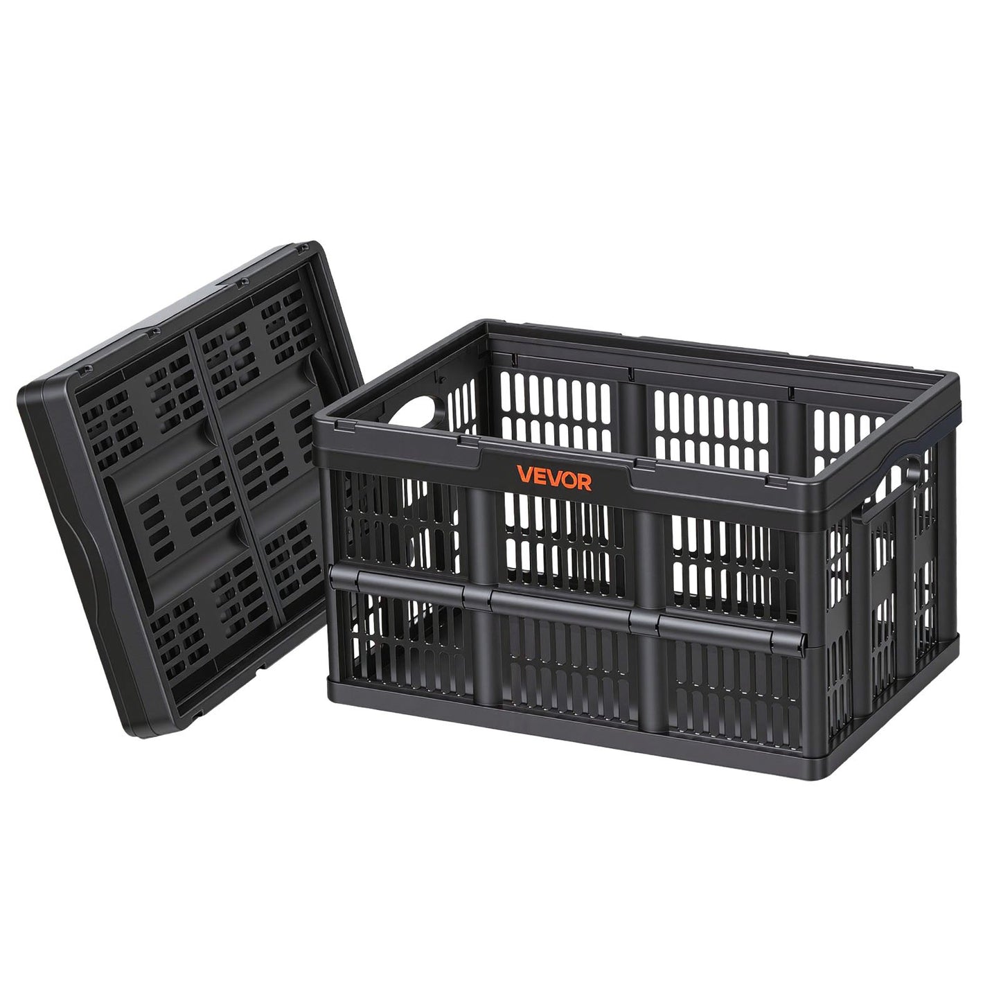 Plastic Collapsible Storage Bins, 45L 3 Packs, Stackable Folding Storage Crates with Handles, Holds 15 kg Per Bin, Foldable Heavy Duty Containers, Space-Saving Baskets, for Home Organizing
