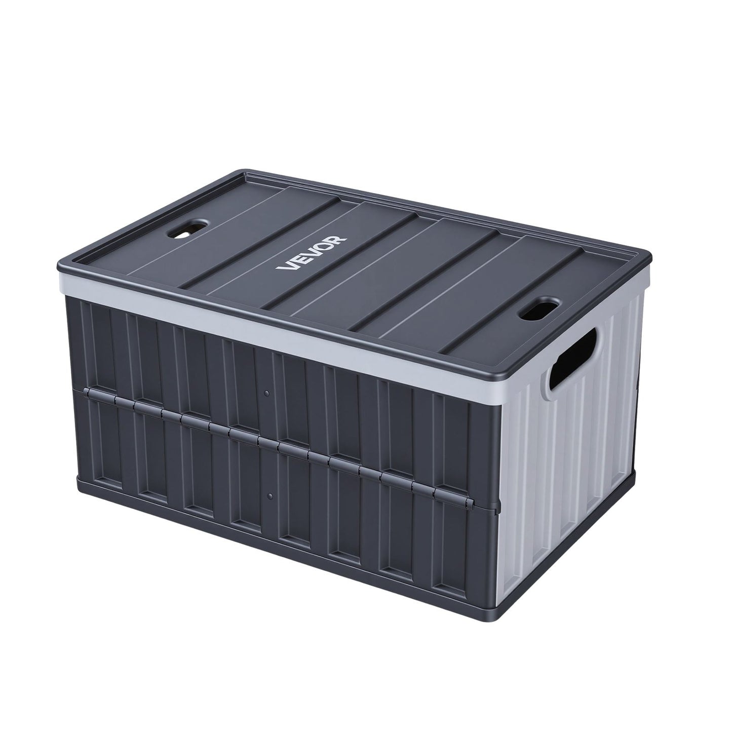 Plastic Collapsible Storage Bins with Lids, 65L 2 Packs, Stackable Folding Storage Crates with Handles, Holds 38 kg Per Bin, Heavy Duty Containers, Space-Saving Baskets, for Home Organizing