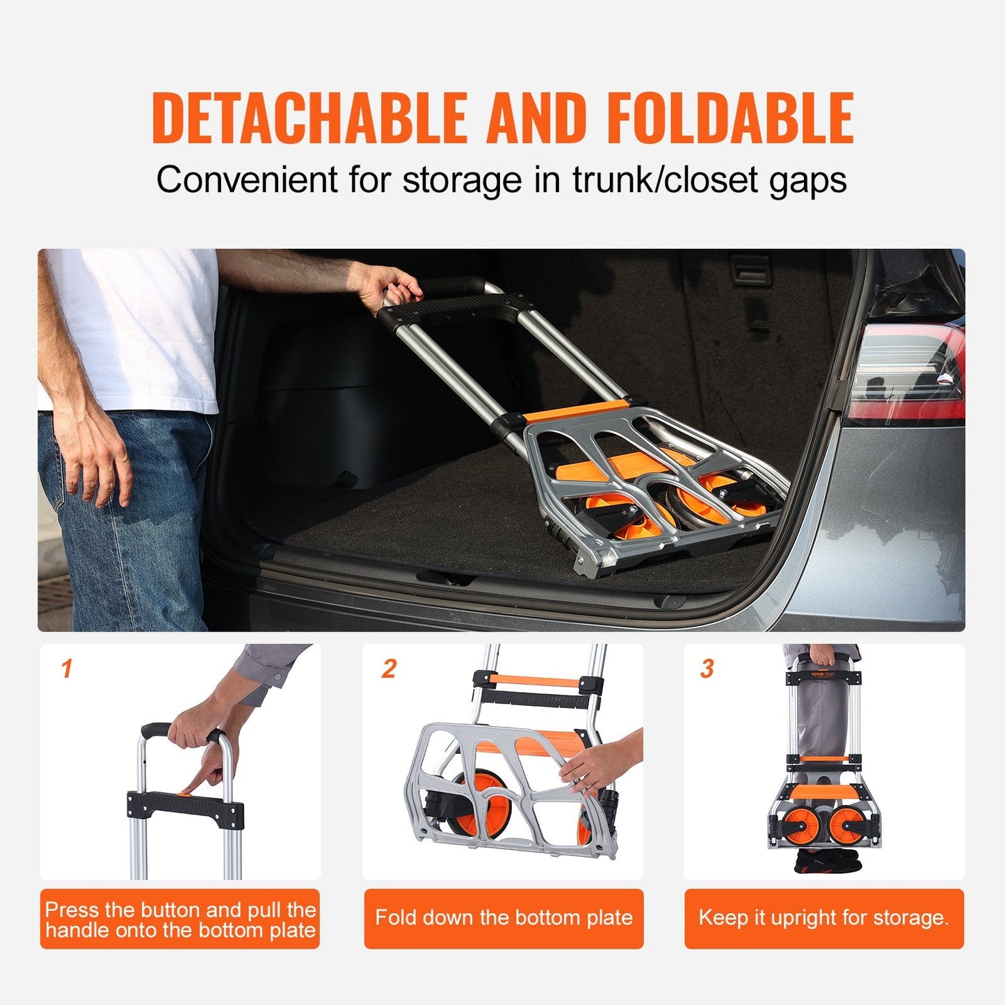 Convertible Aluminum Hand Truck, 125kg Capacity, Lightweight & Portable