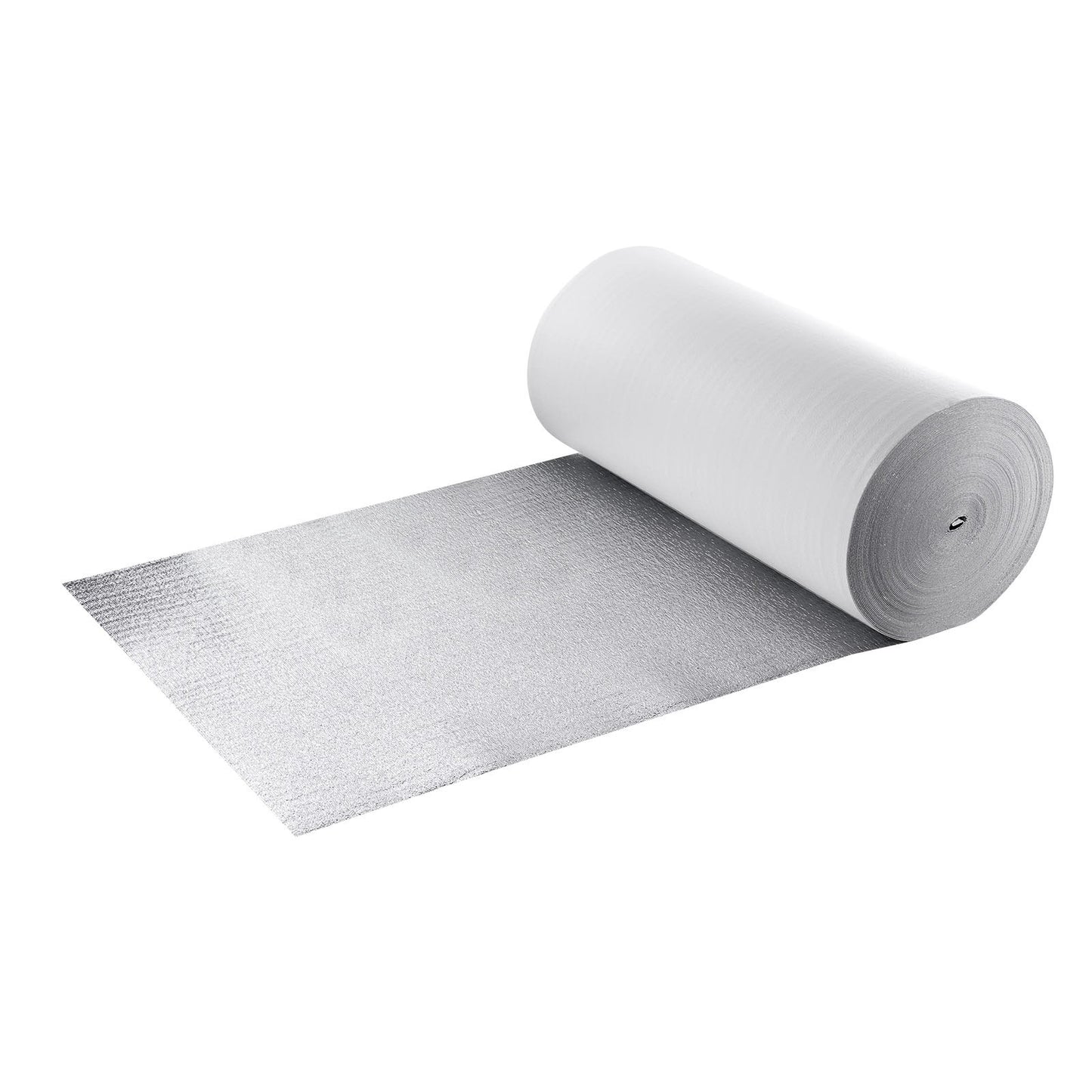 Reflective Insulation Roll, EPE Foam Core Radiant Barrier, 3mm 76.2m x 1.22 m, Aluminum Foil White PE Film Heat Reflective Shield, Thermal Insulation Roll for Garage Door Window RV Roofs