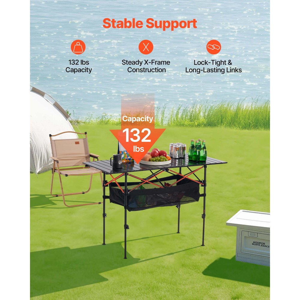 Folding Portable Camping Table Aluminum Outdoor Picnic Table Storage Bag,1200 x 550 x 500 mm